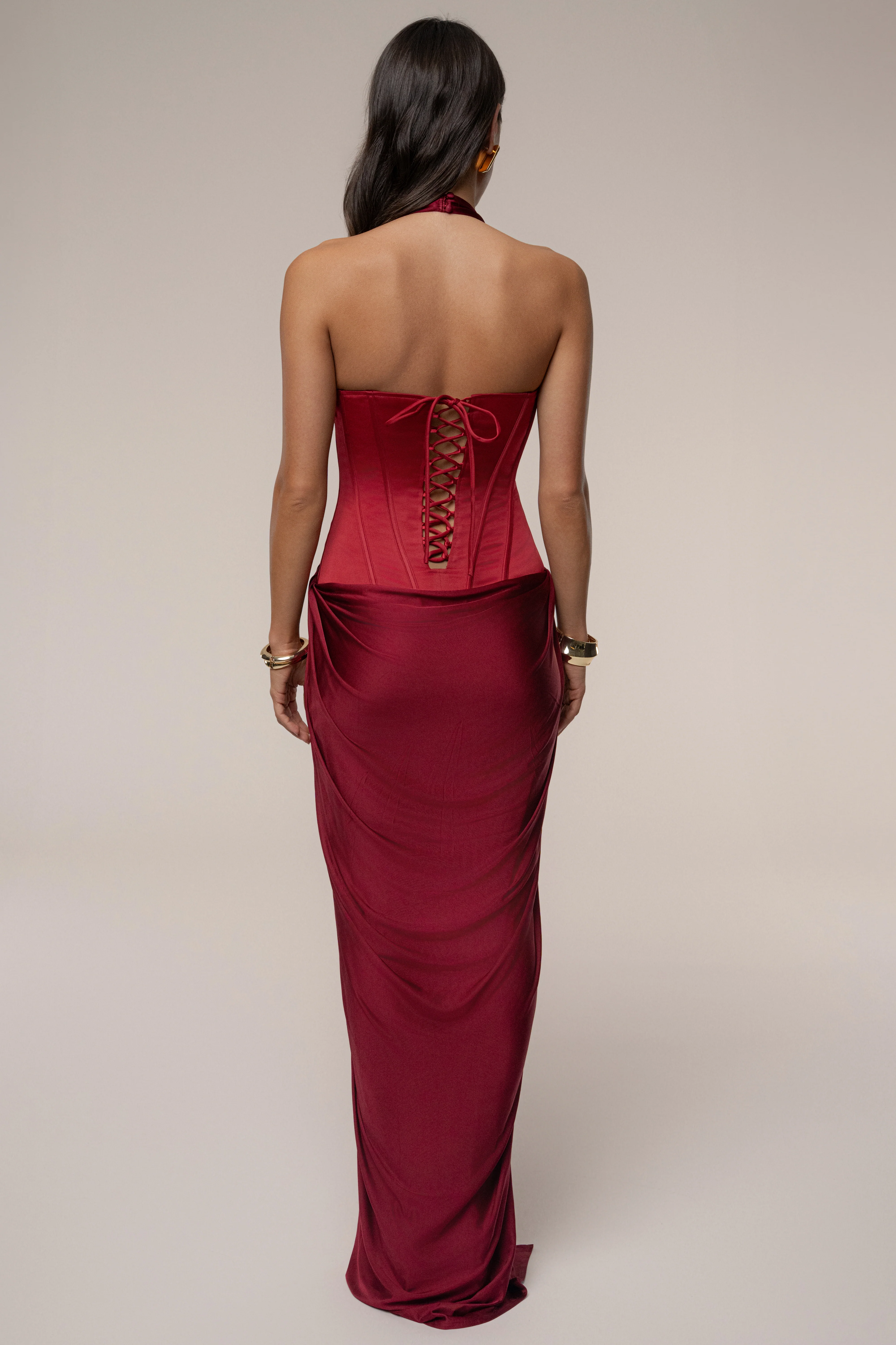 Burgundy Drape And Destiny Maxi Dress - Image 2