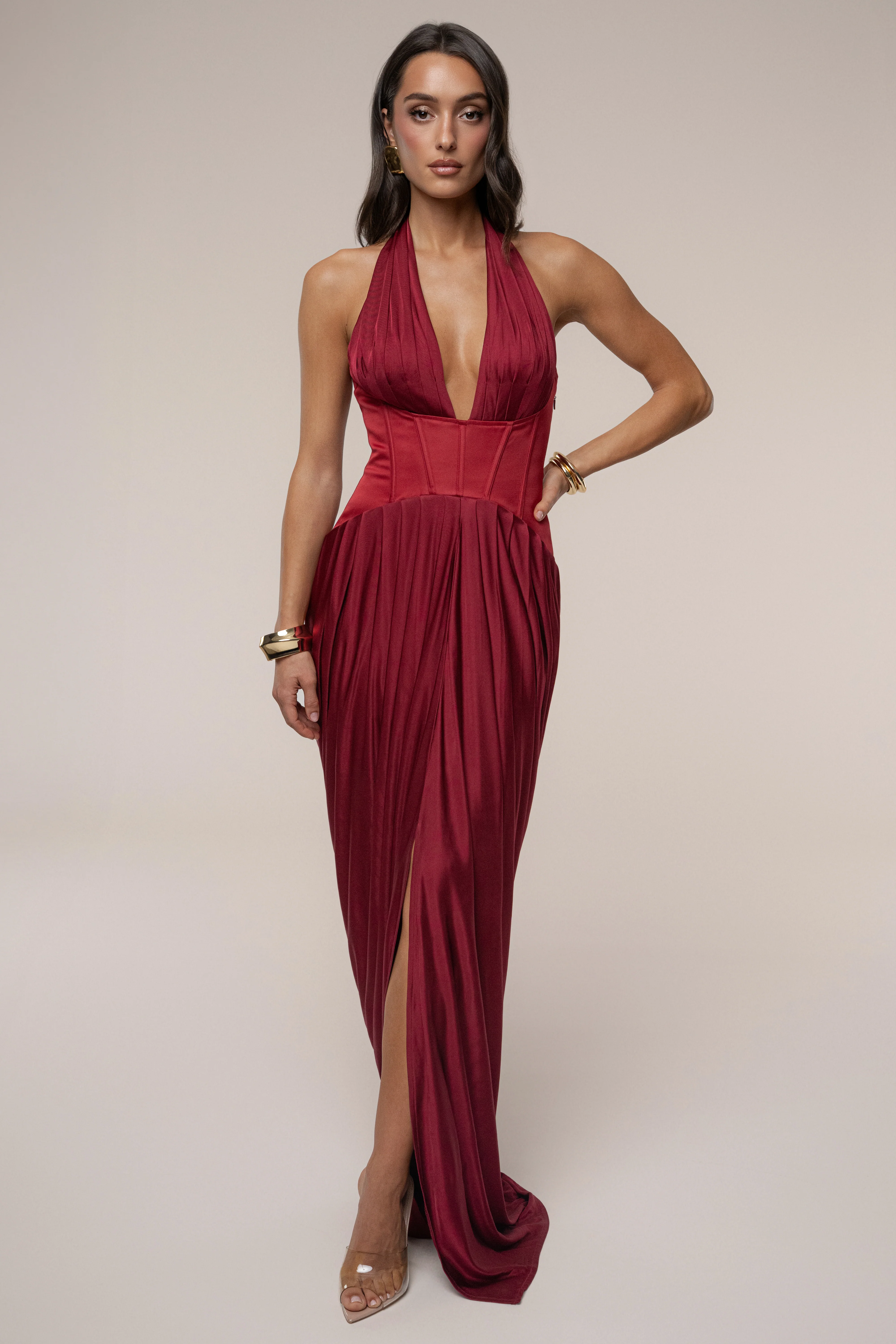 Burgundy Drape And Destiny Maxi Dress - Image 4