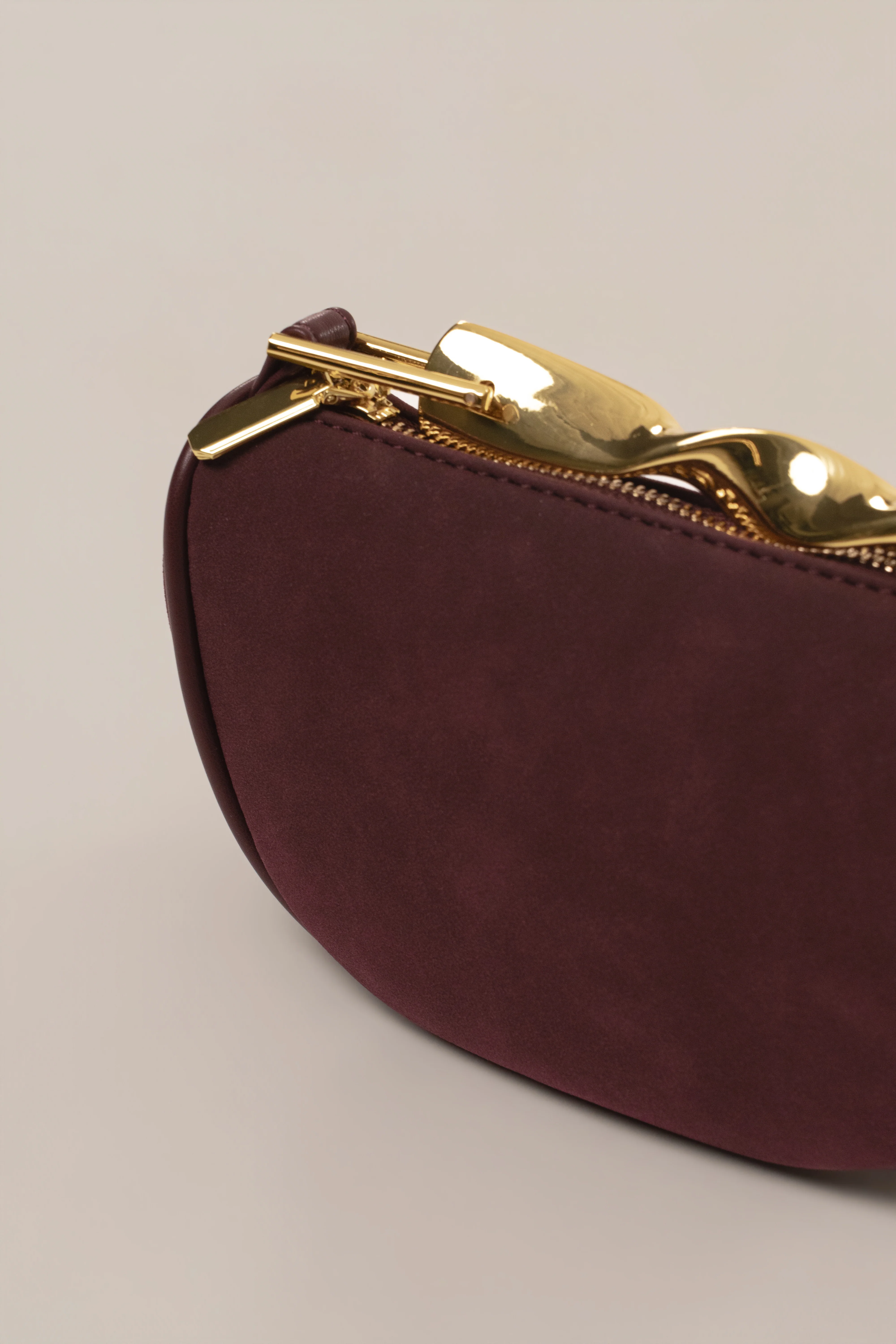 Burgundy Miami Crescent Handbag - Image 4