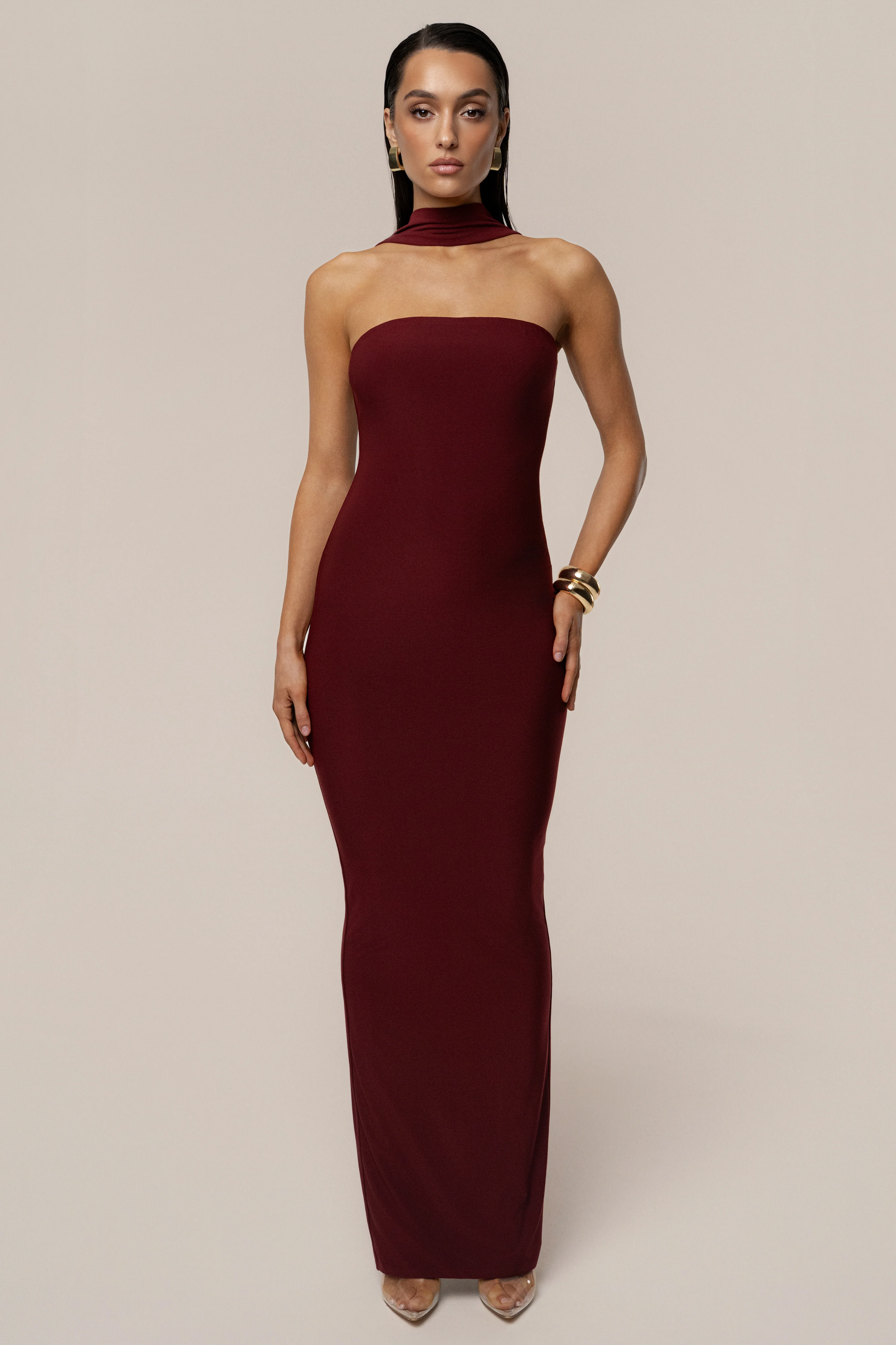 Burgundy Night Rose Maxi Dress - Image 3