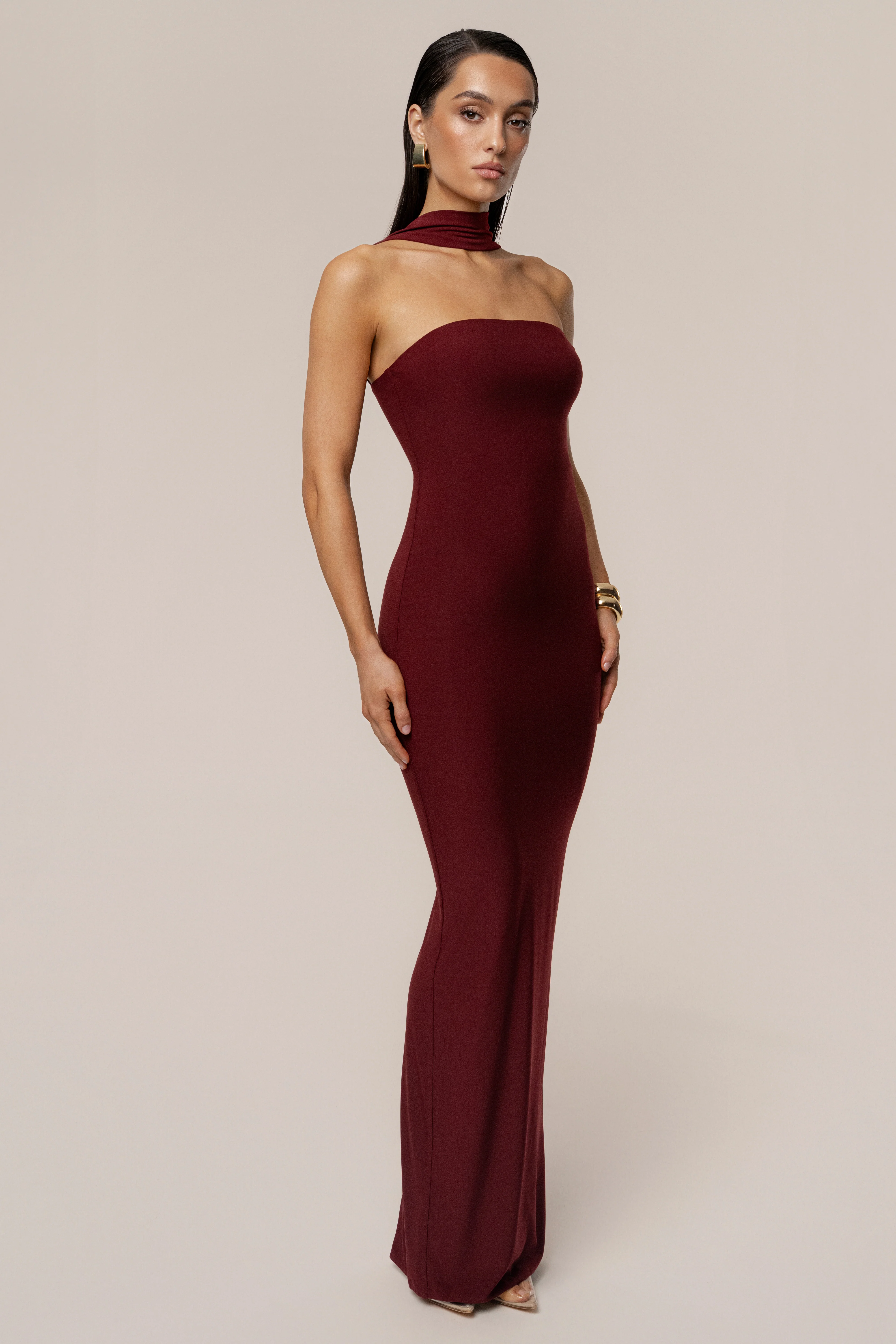 Burgundy Night Rose Maxi Dress - Image 5
