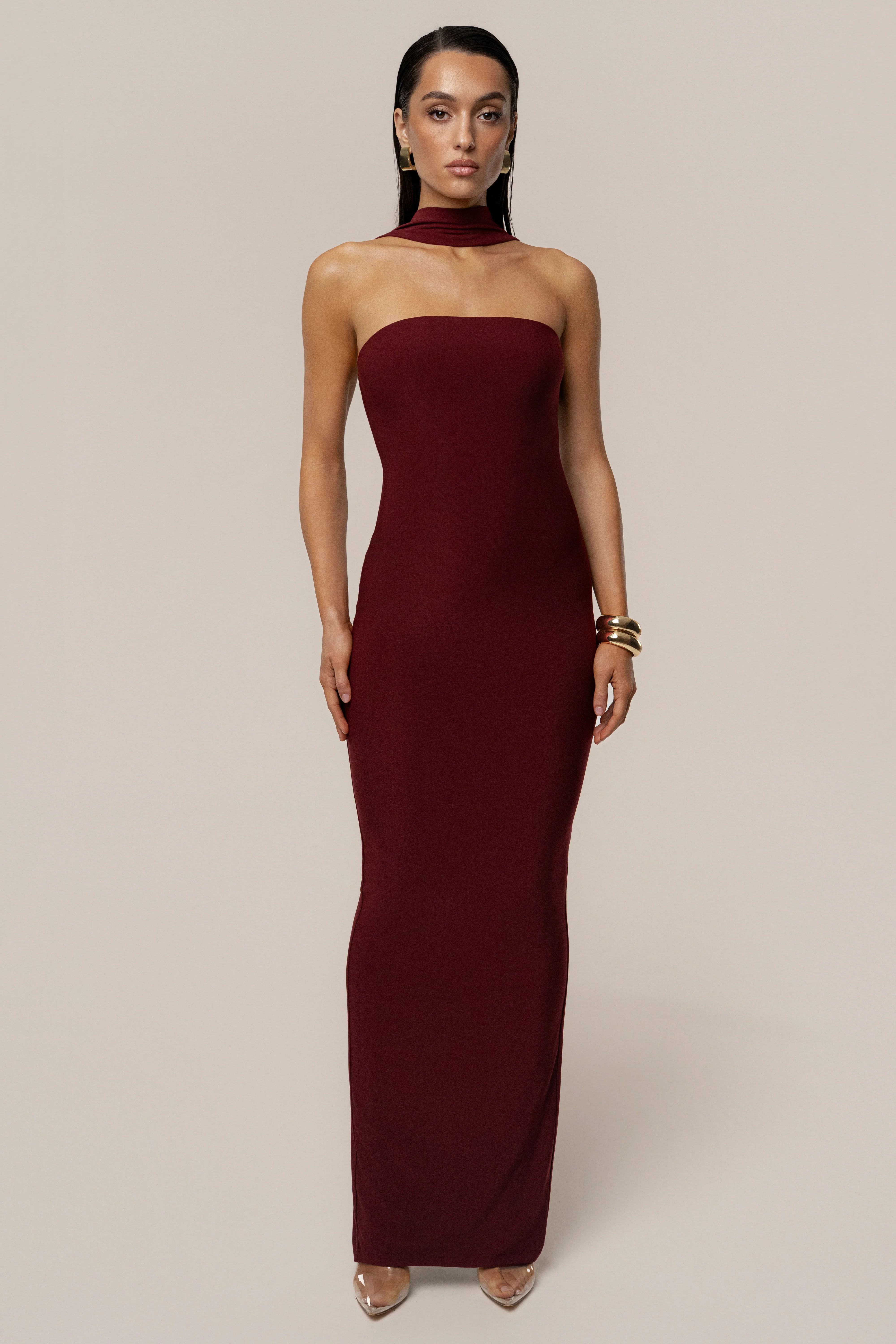 Burgundy Night Rose Maxi Dress - Image 6