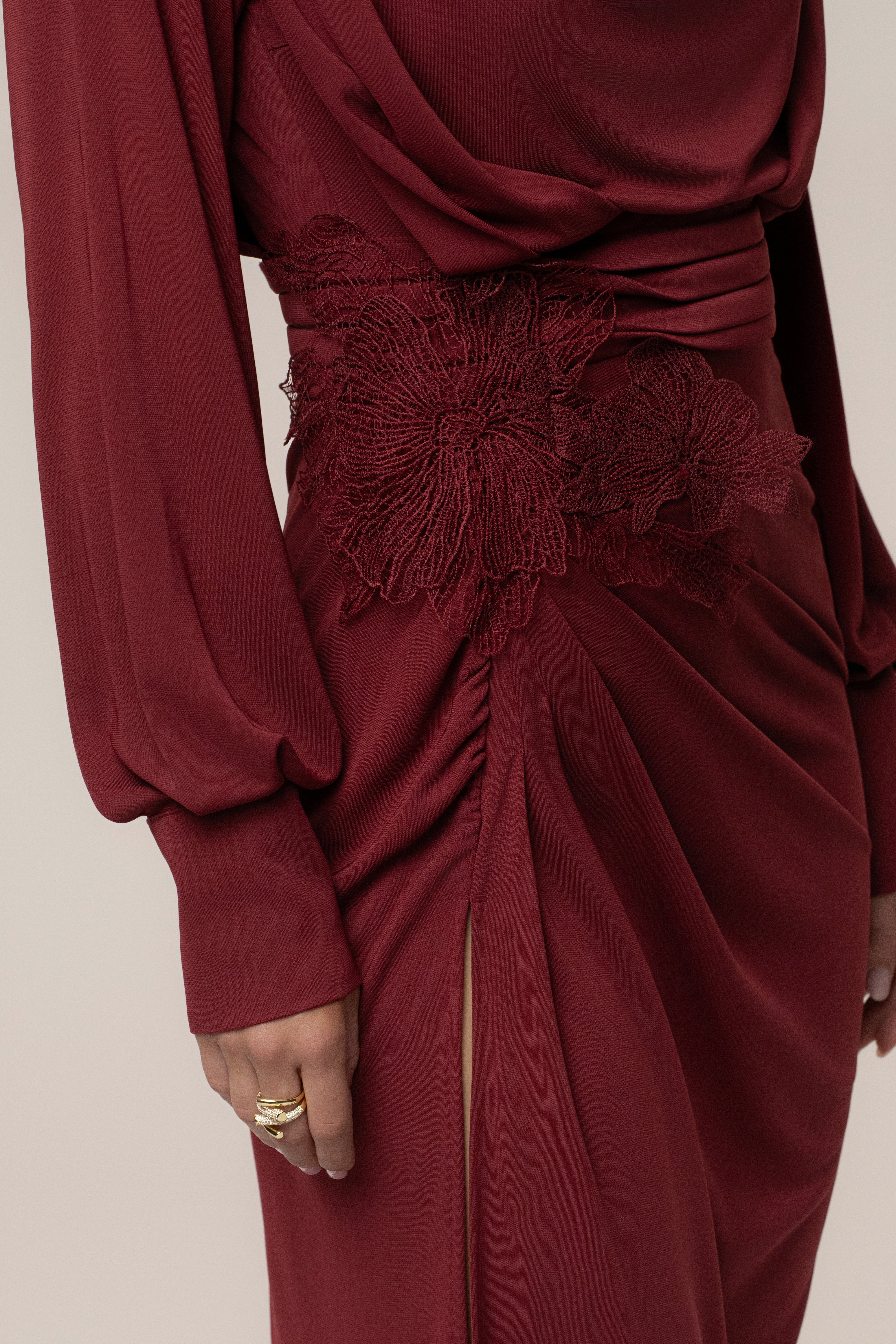 Burgundy Radiance Maxi Gown - Image 11