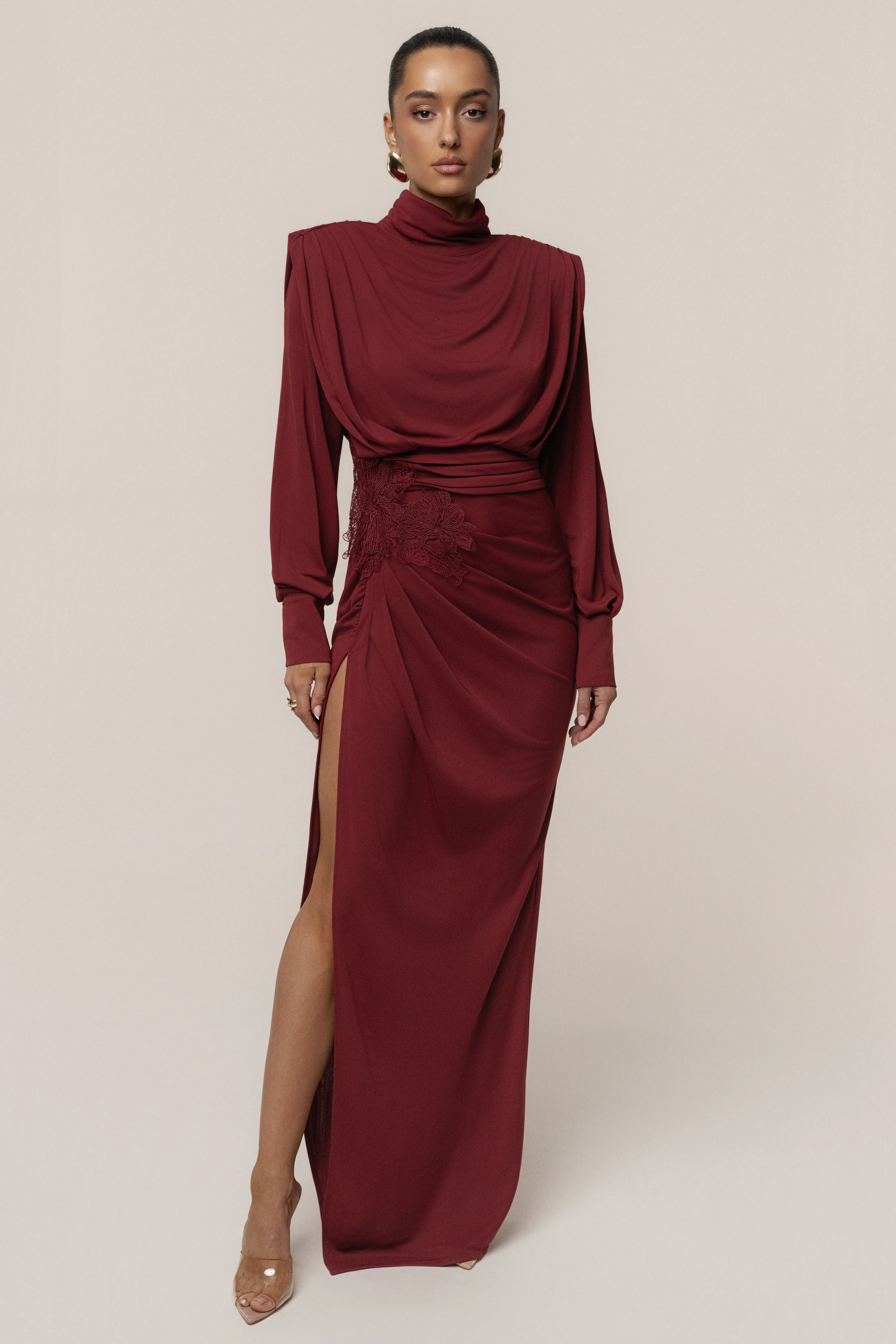 Burgundy Radiance Maxi Gown - Image 15