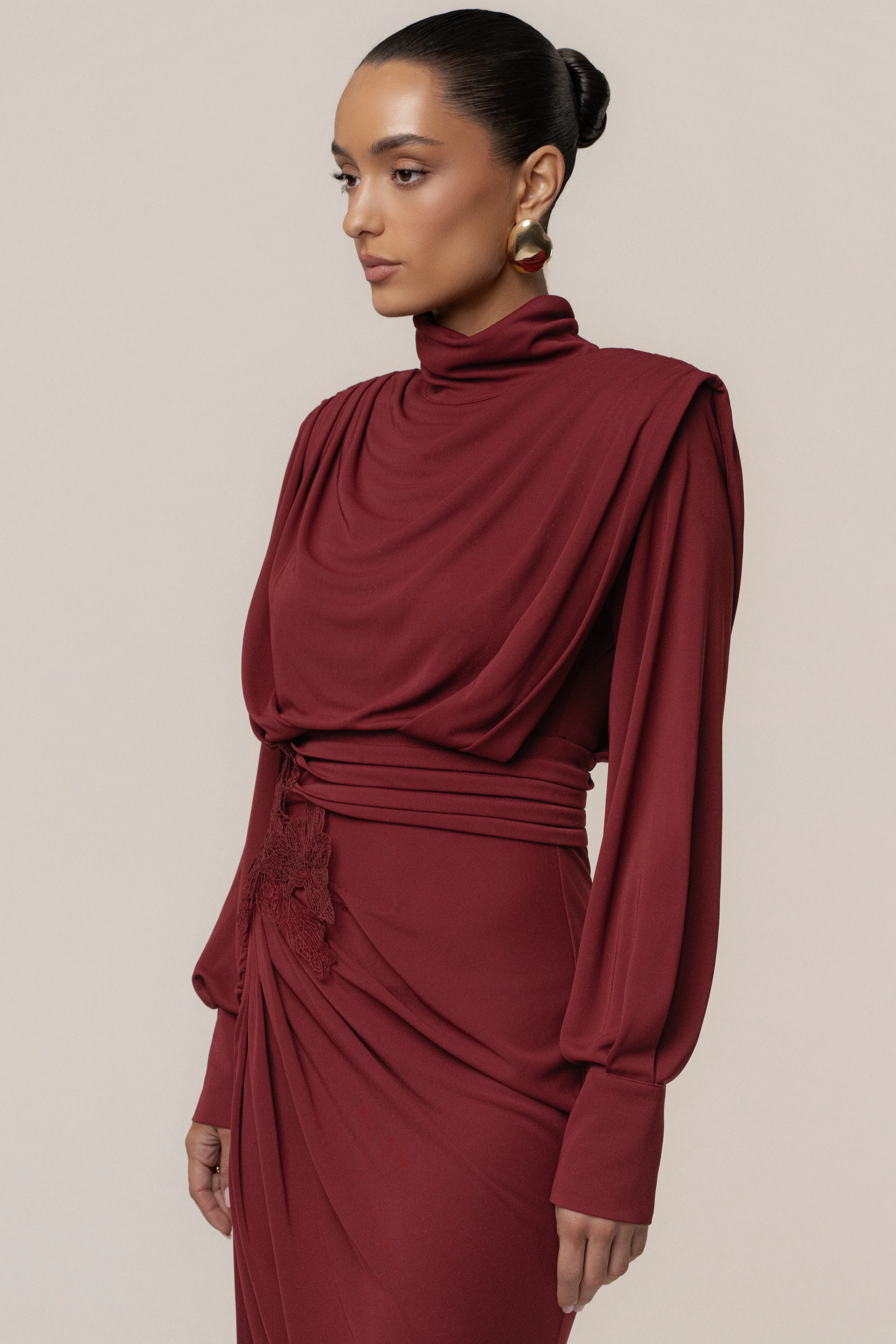 Burgundy Radiance Maxi Gown - Image 16