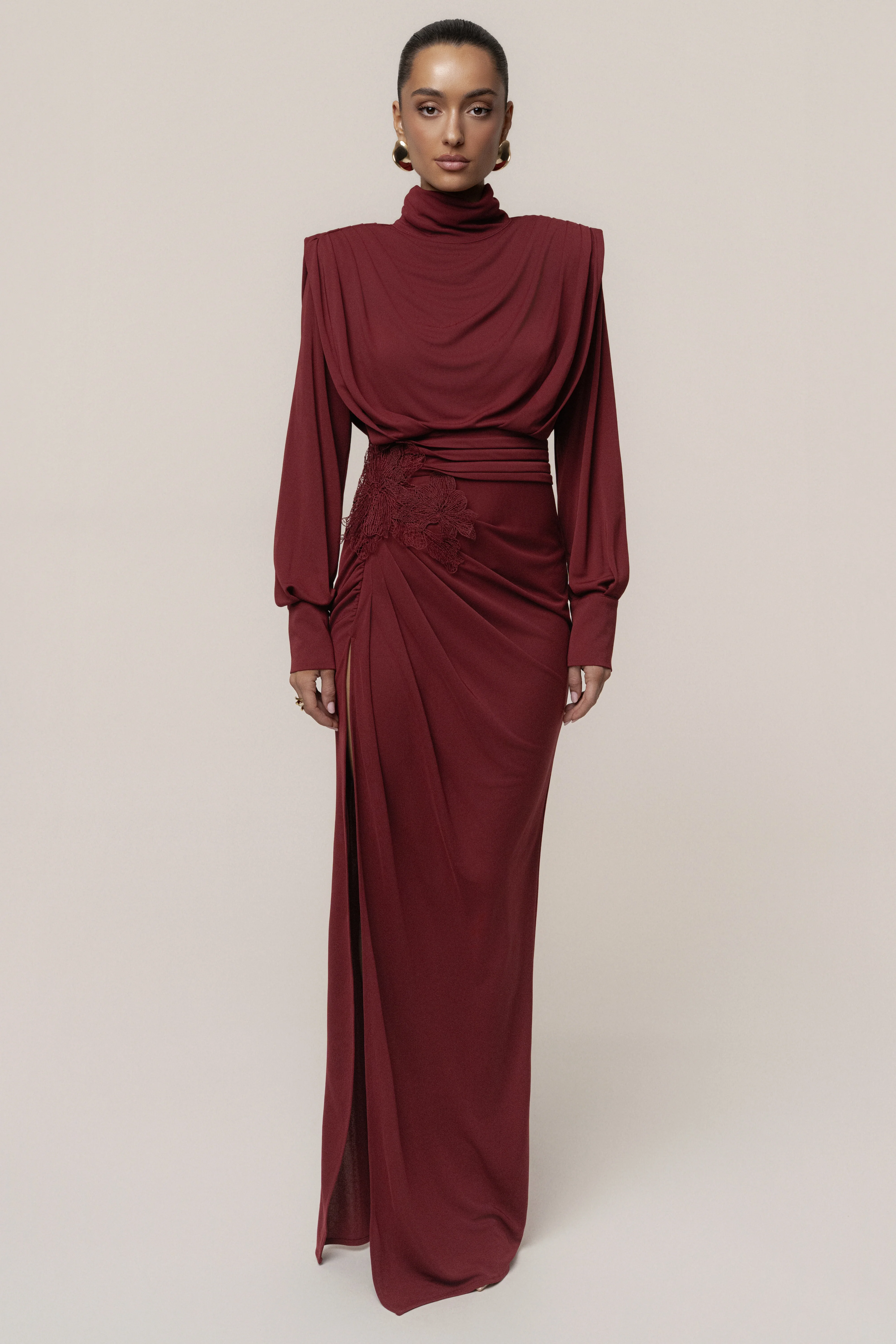 Burgundy Radiance Maxi Gown - Image 18