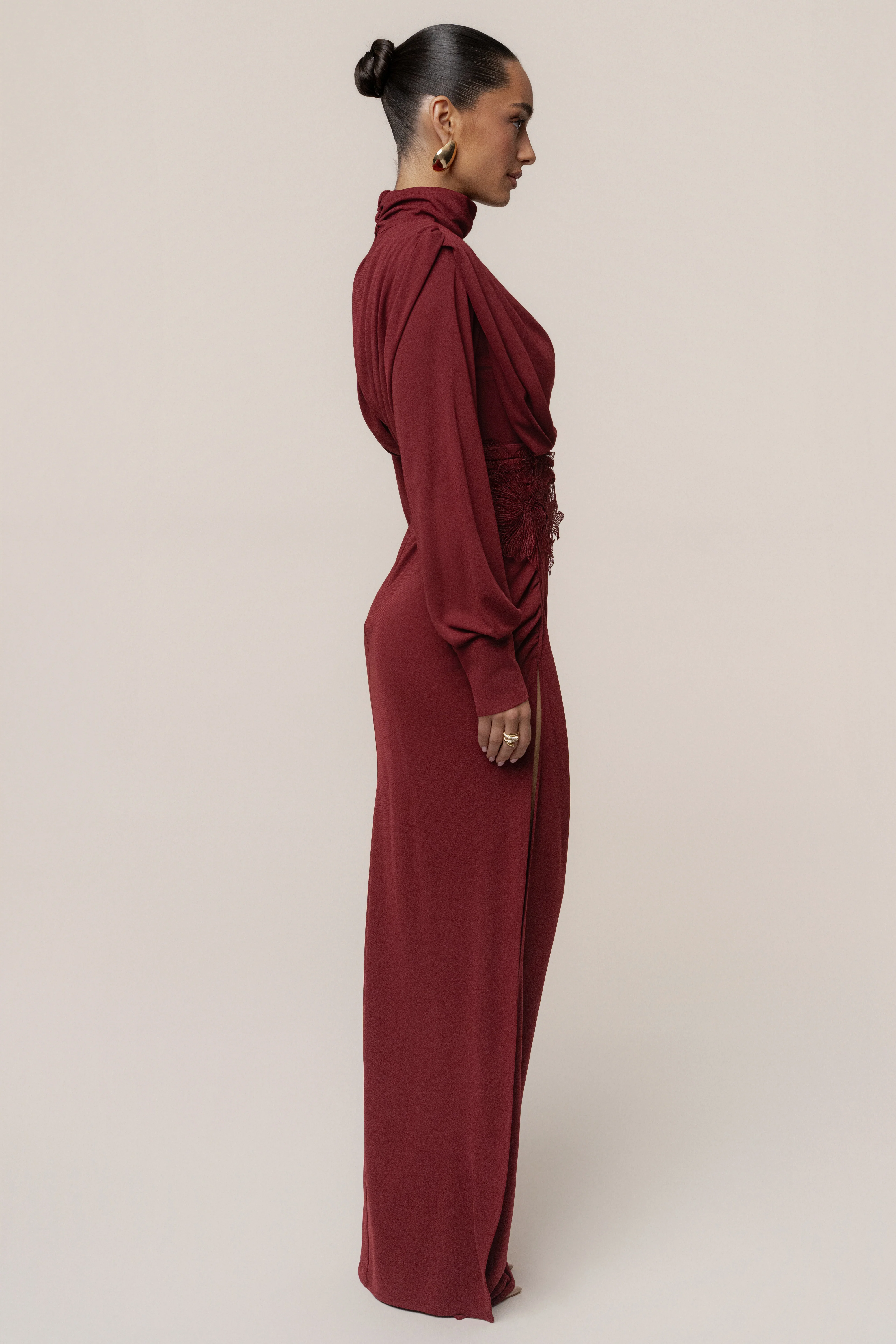 Burgundy Radiance Maxi Gown - Image 19