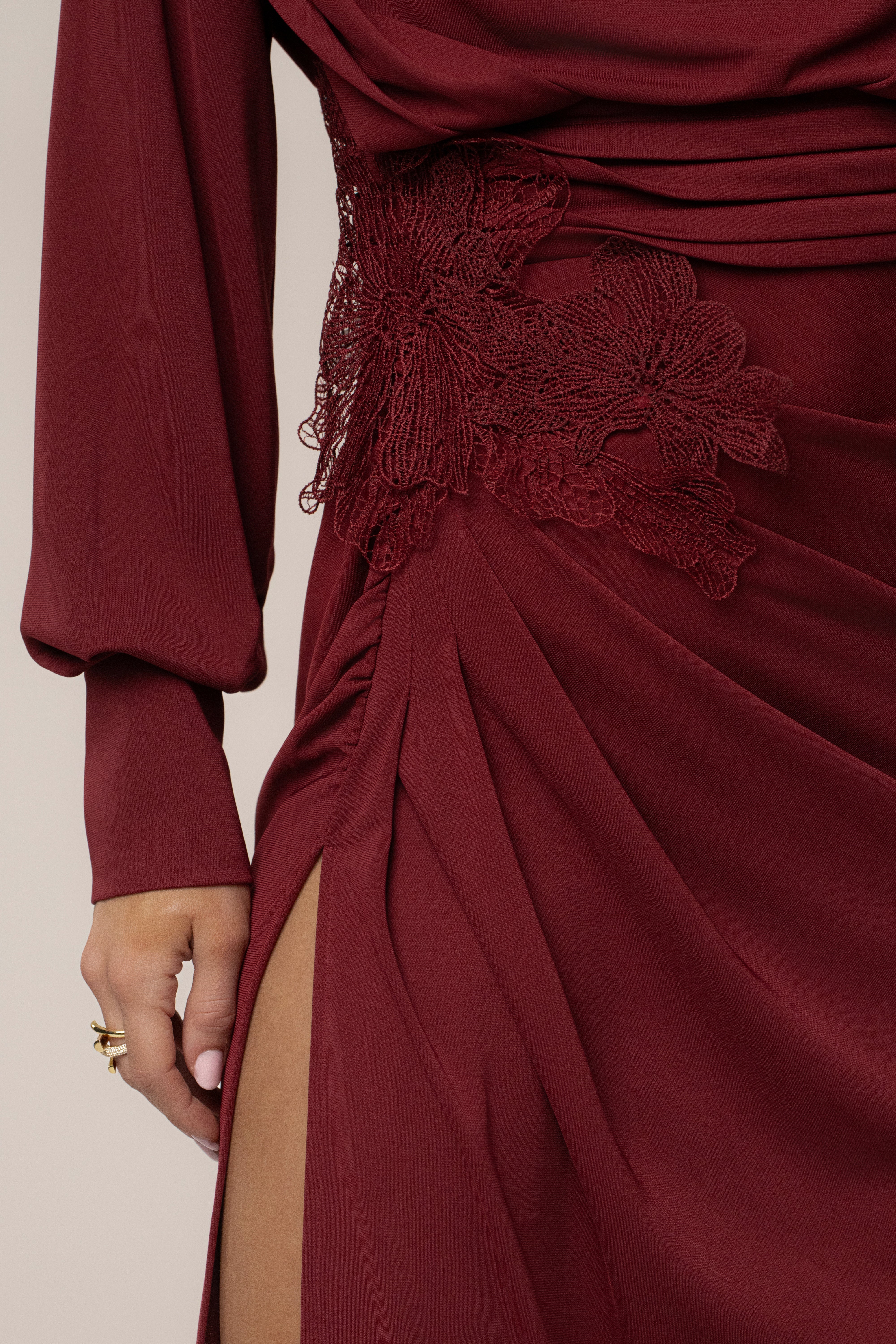 Burgundy Radiance Maxi Gown - Image 21