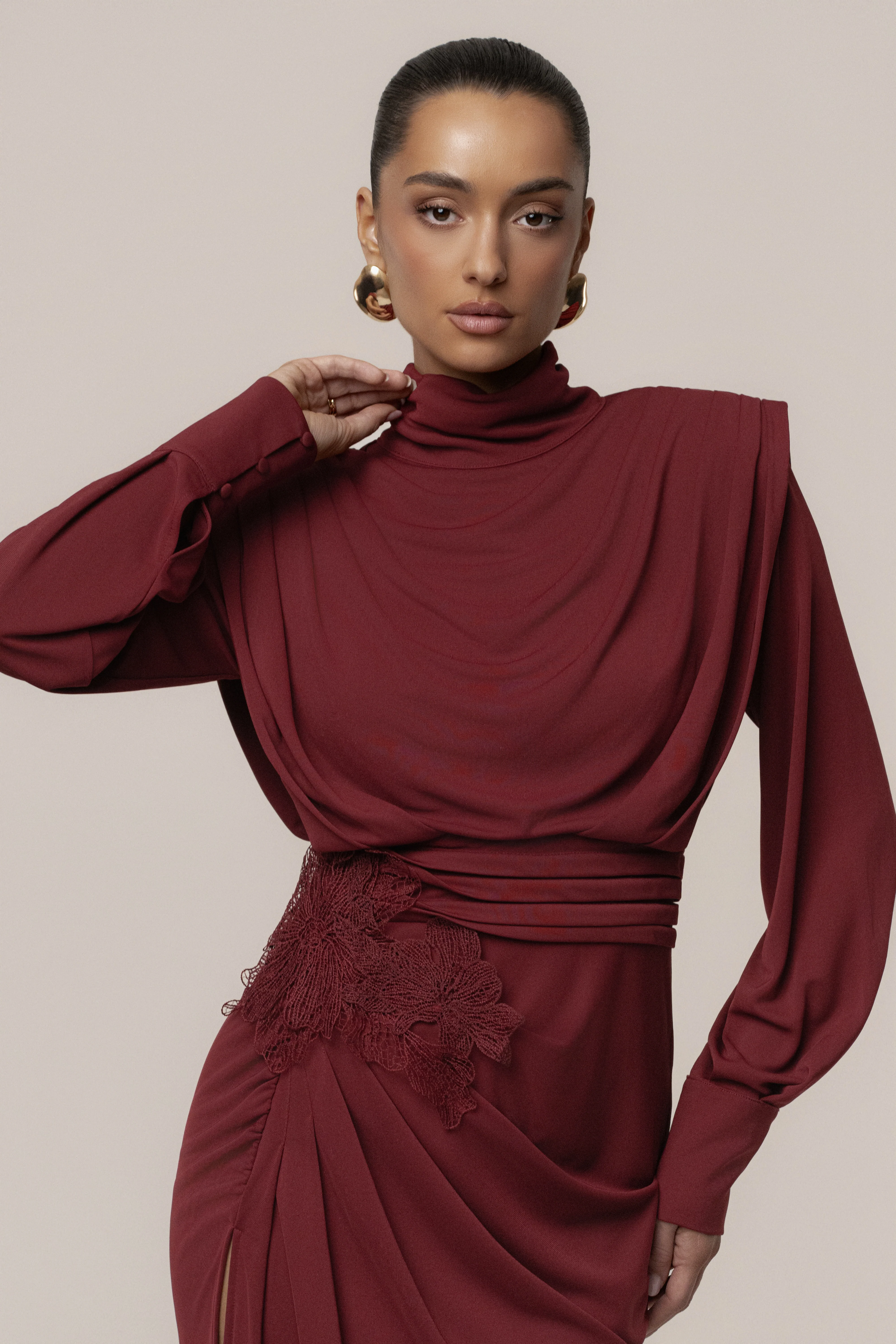 Burgundy Radiance Maxi Gown - Image 4