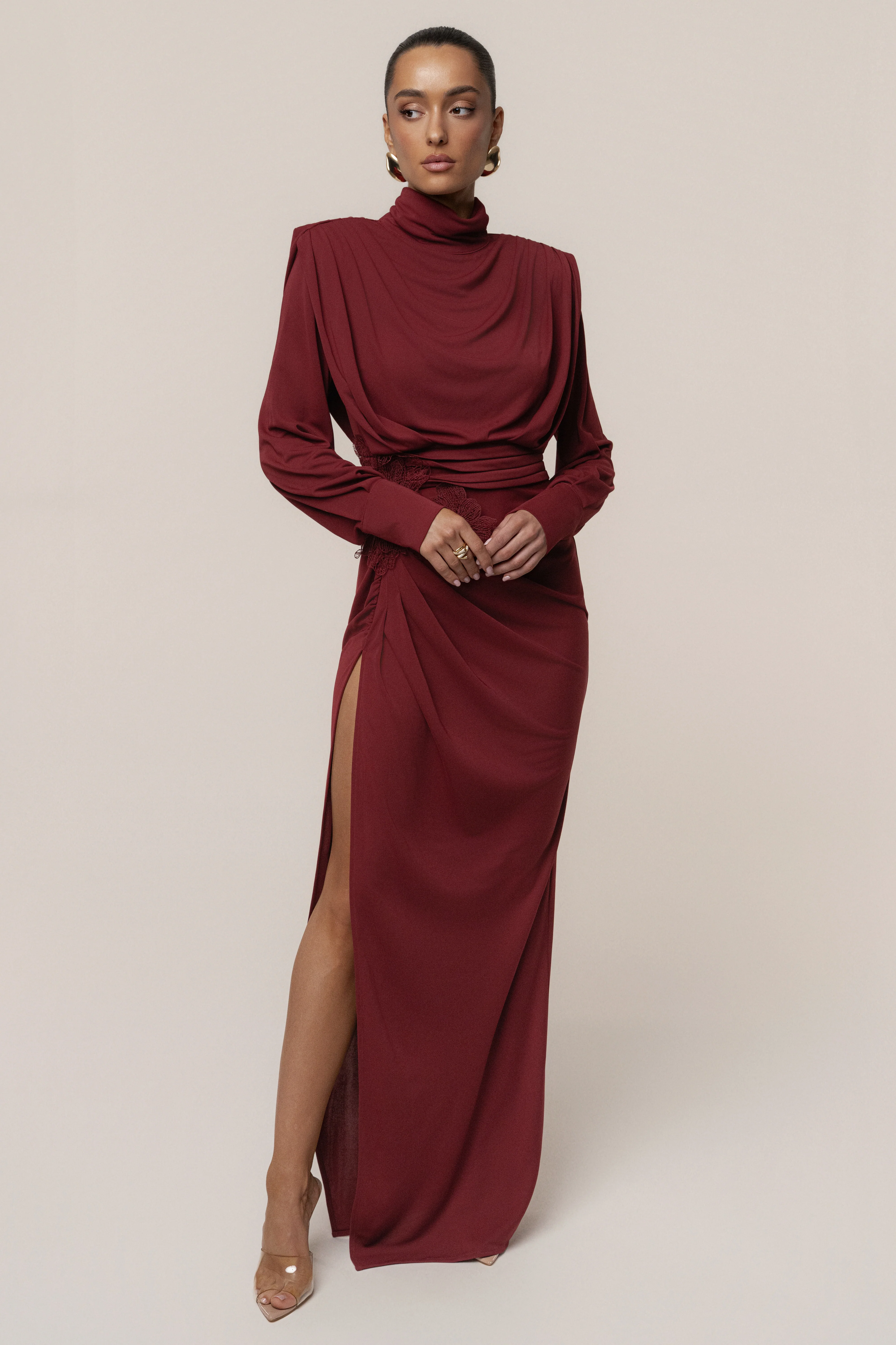 Burgundy Radiance Maxi Gown - Image 5