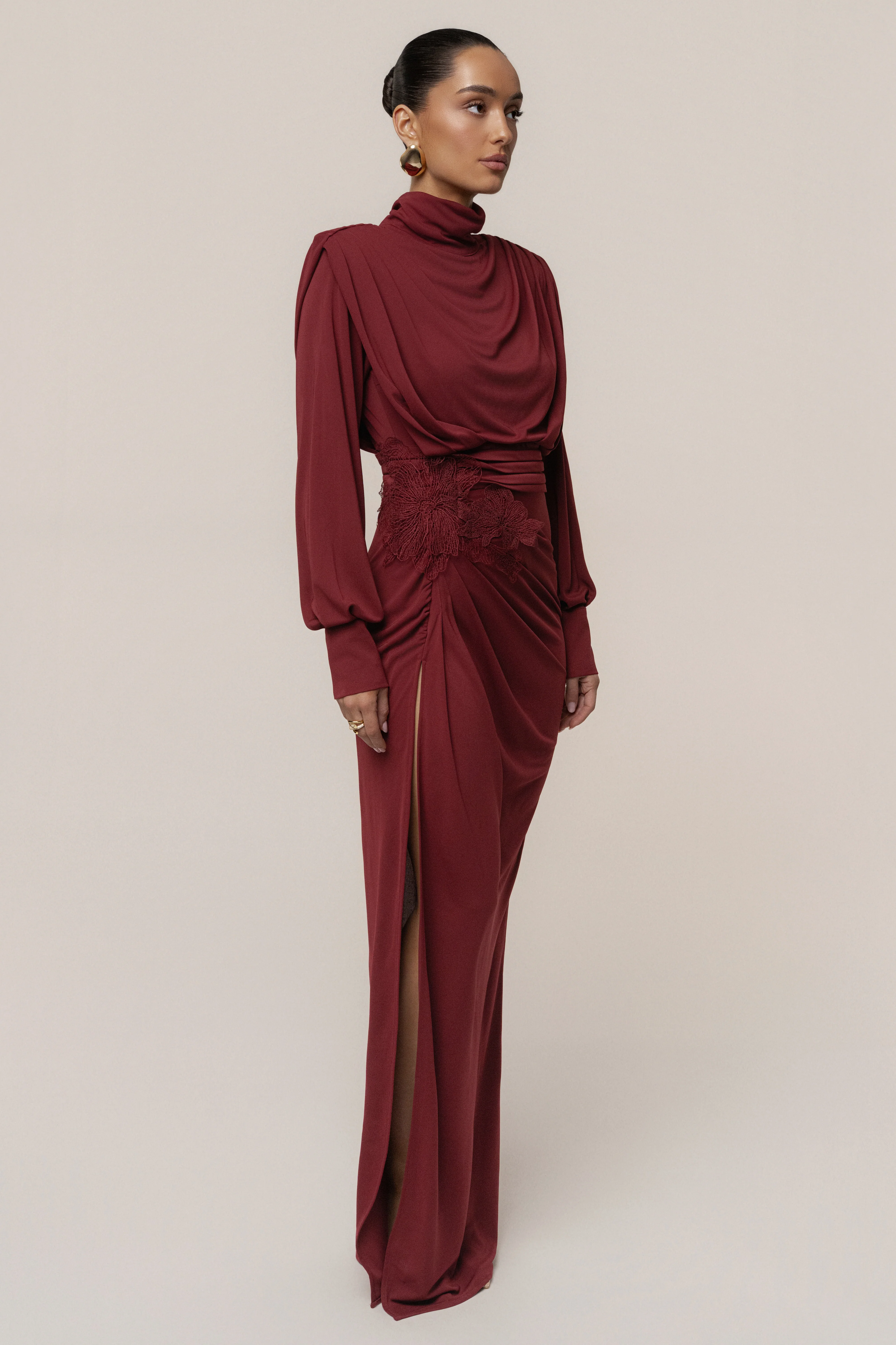 Burgundy Radiance Maxi Gown - Image 8