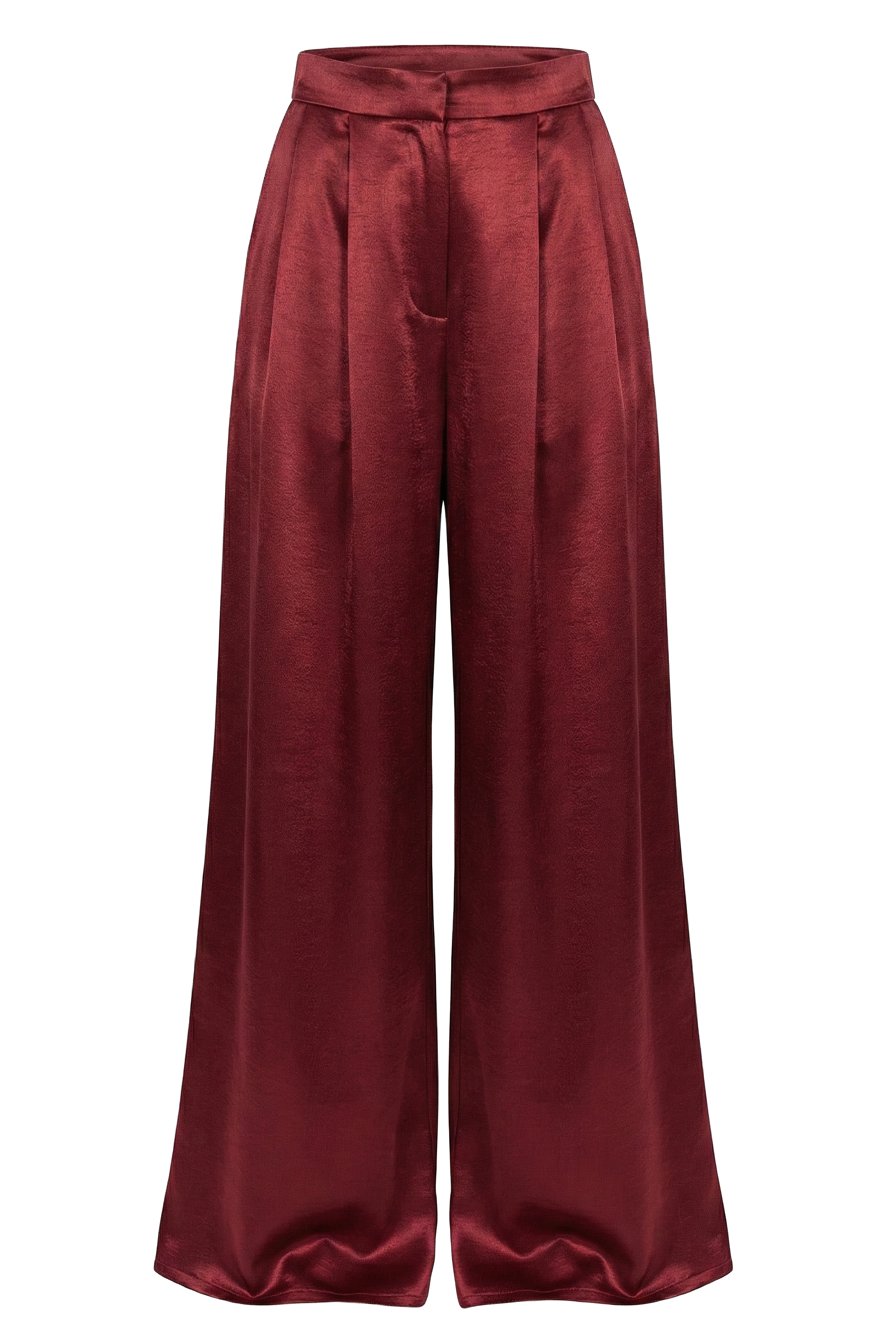 Burgundy Satin Bliss Pleated Pant - Image 4