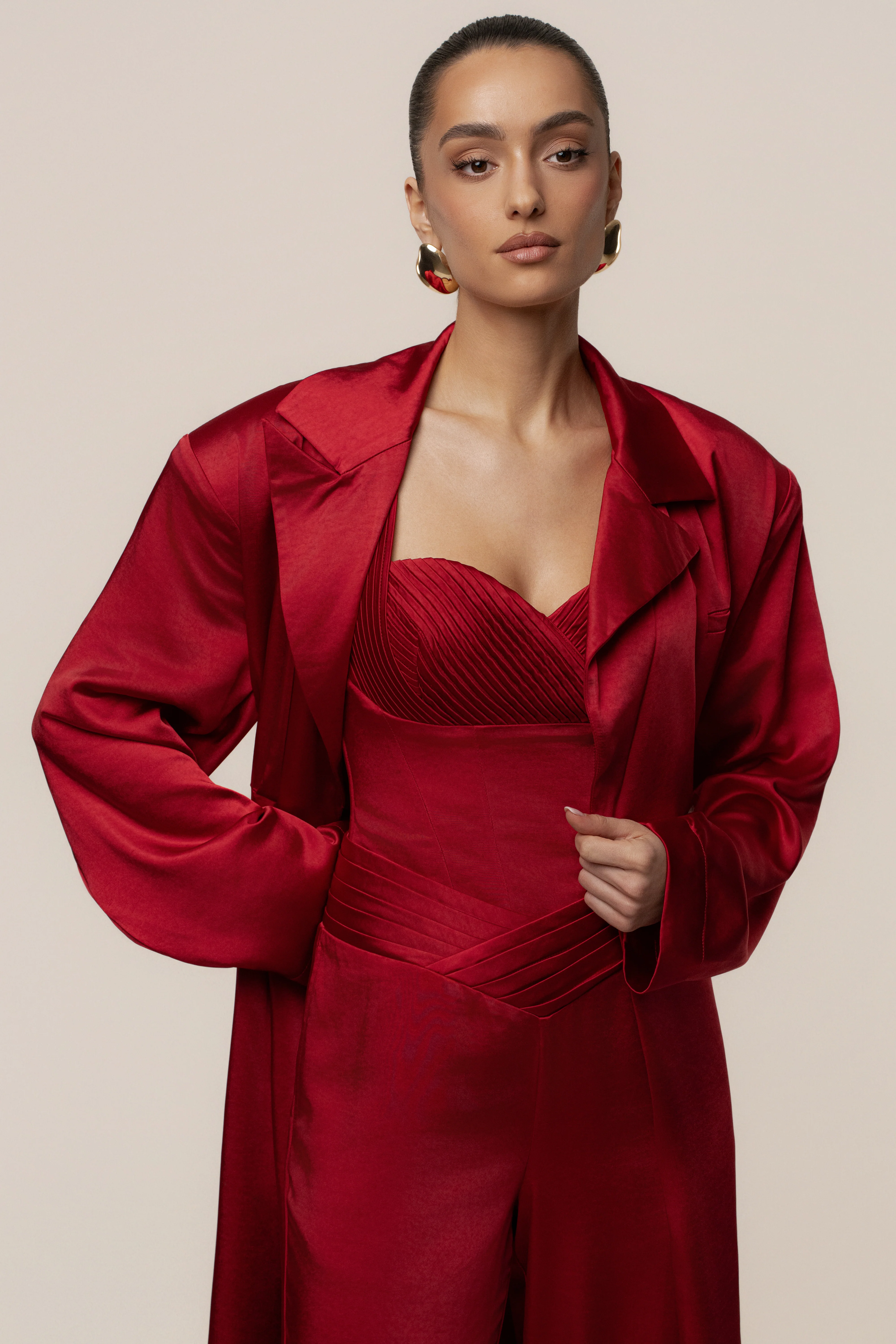 Burgundy Satin Embrace Maxi Dress - Image 11