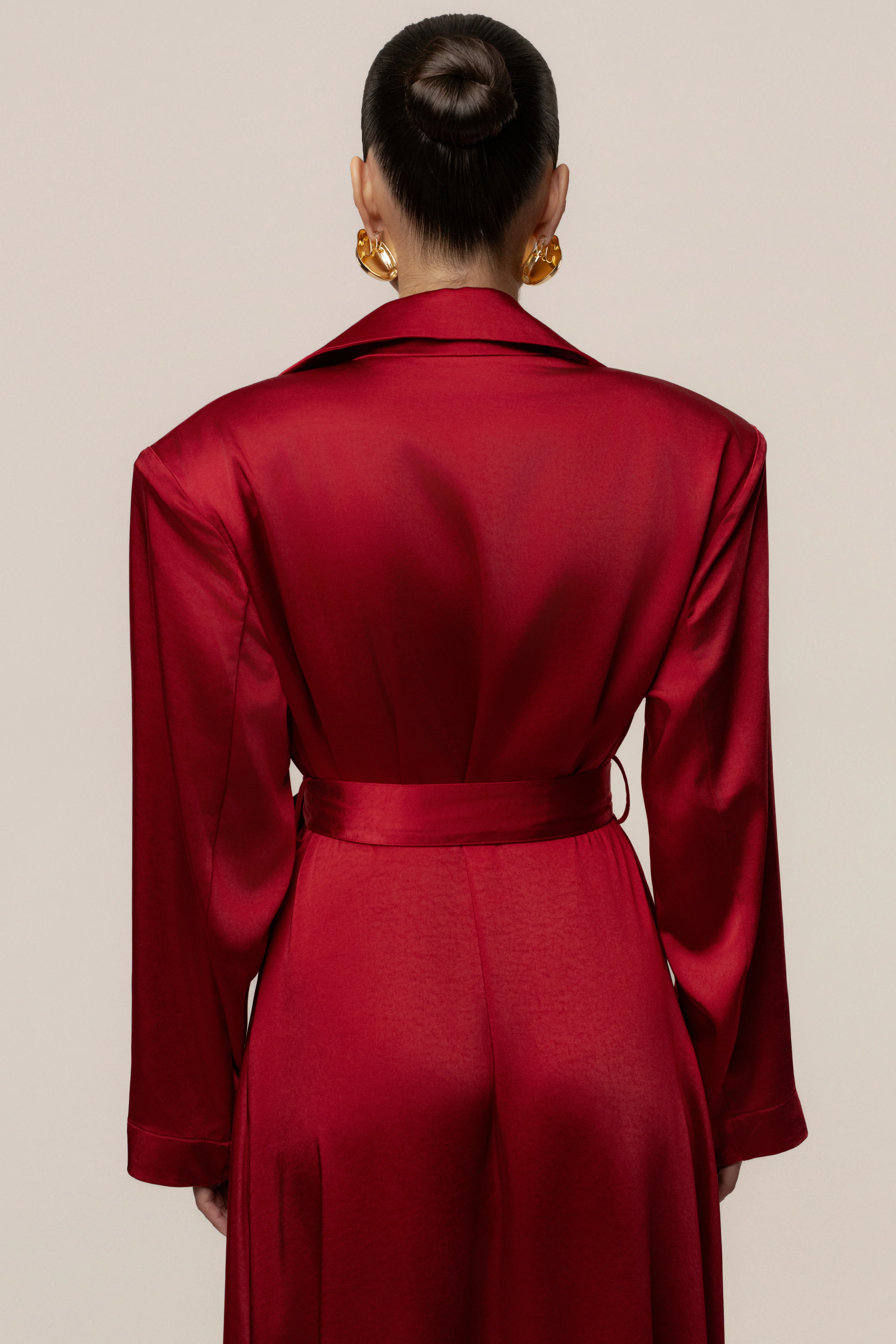 Burgundy Satin Embrace Maxi Dress - Image 12