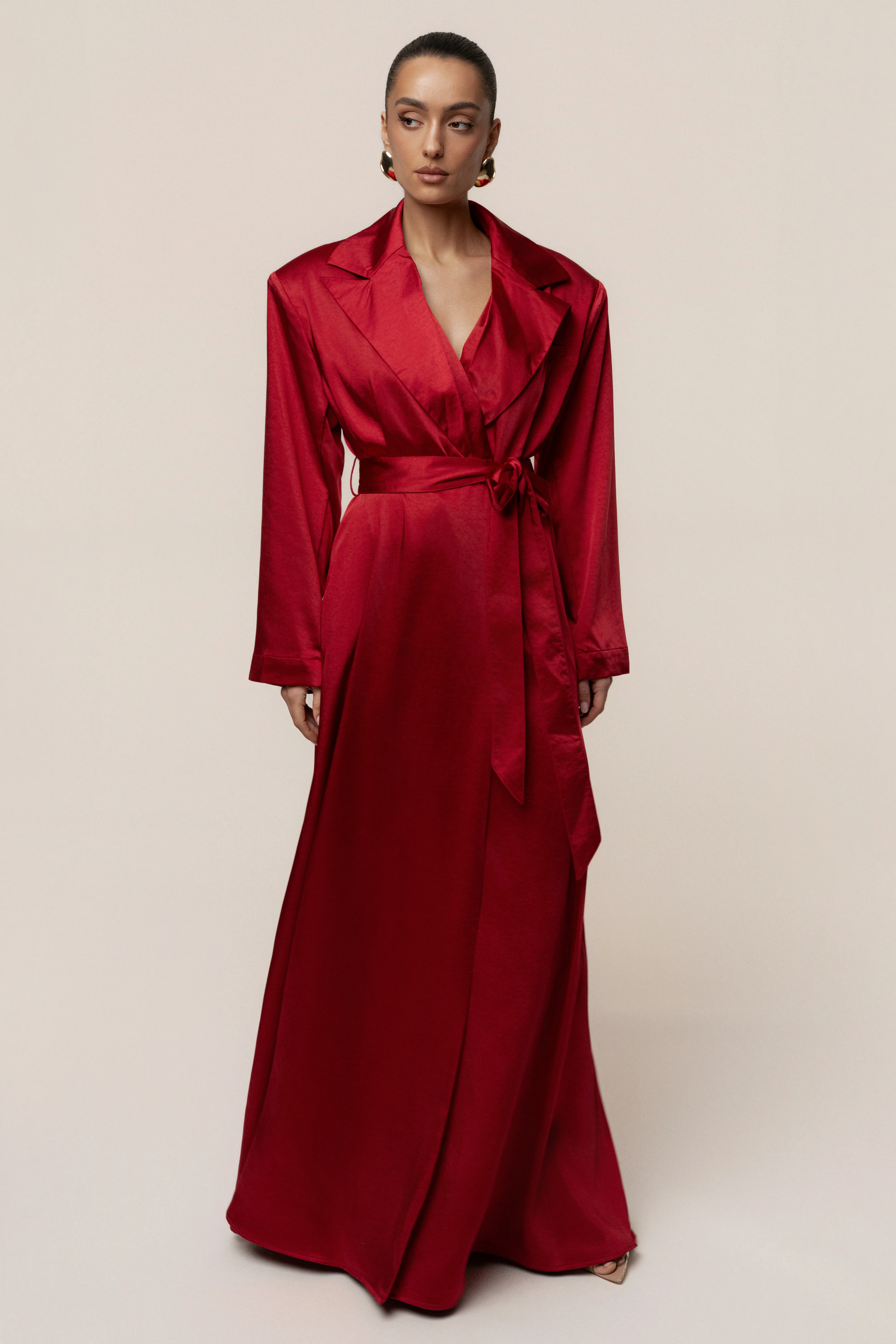 Burgundy Satin Embrace Maxi Dress - Image 13