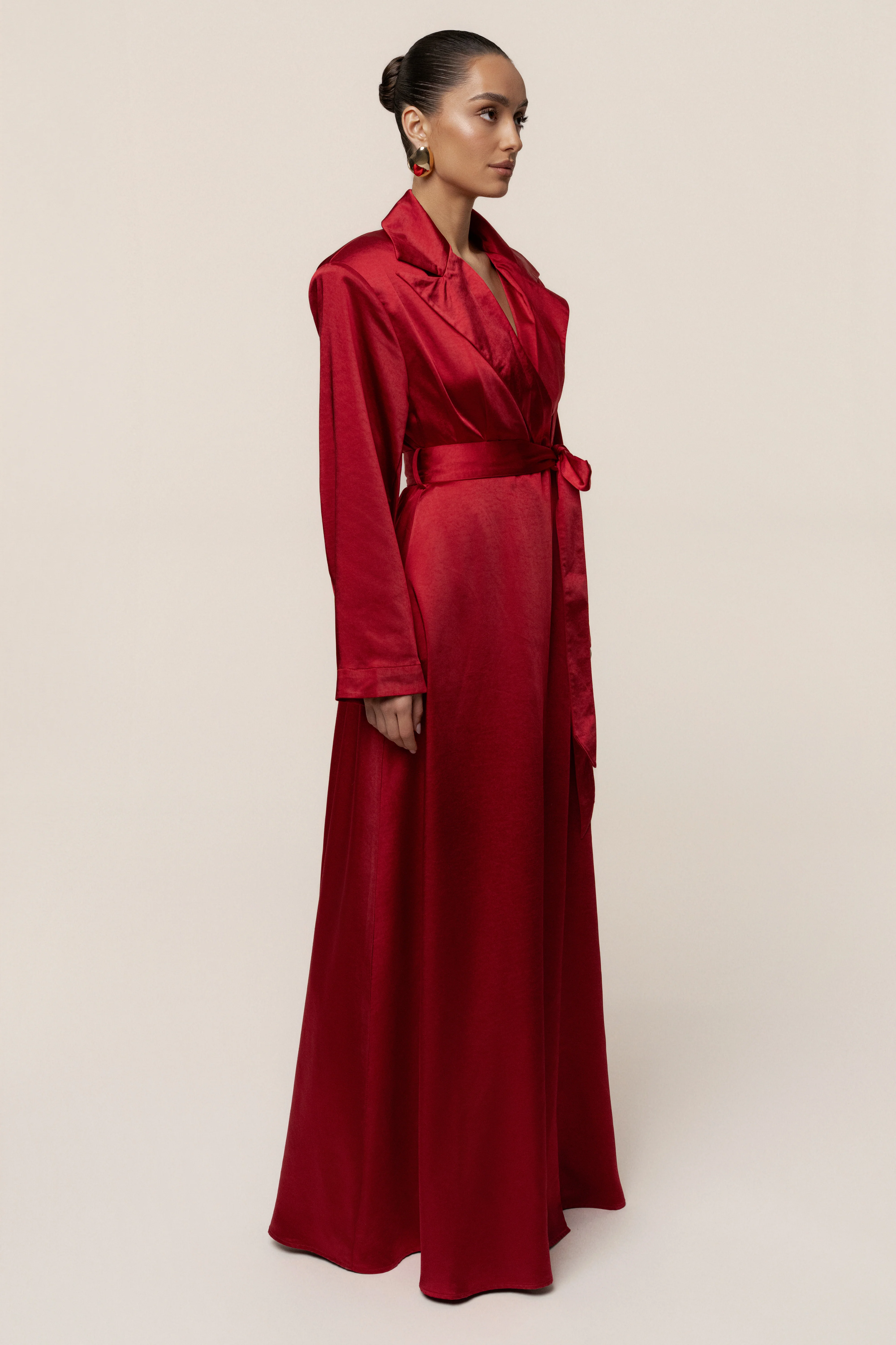 Burgundy Satin Embrace Maxi Dress - Image 16