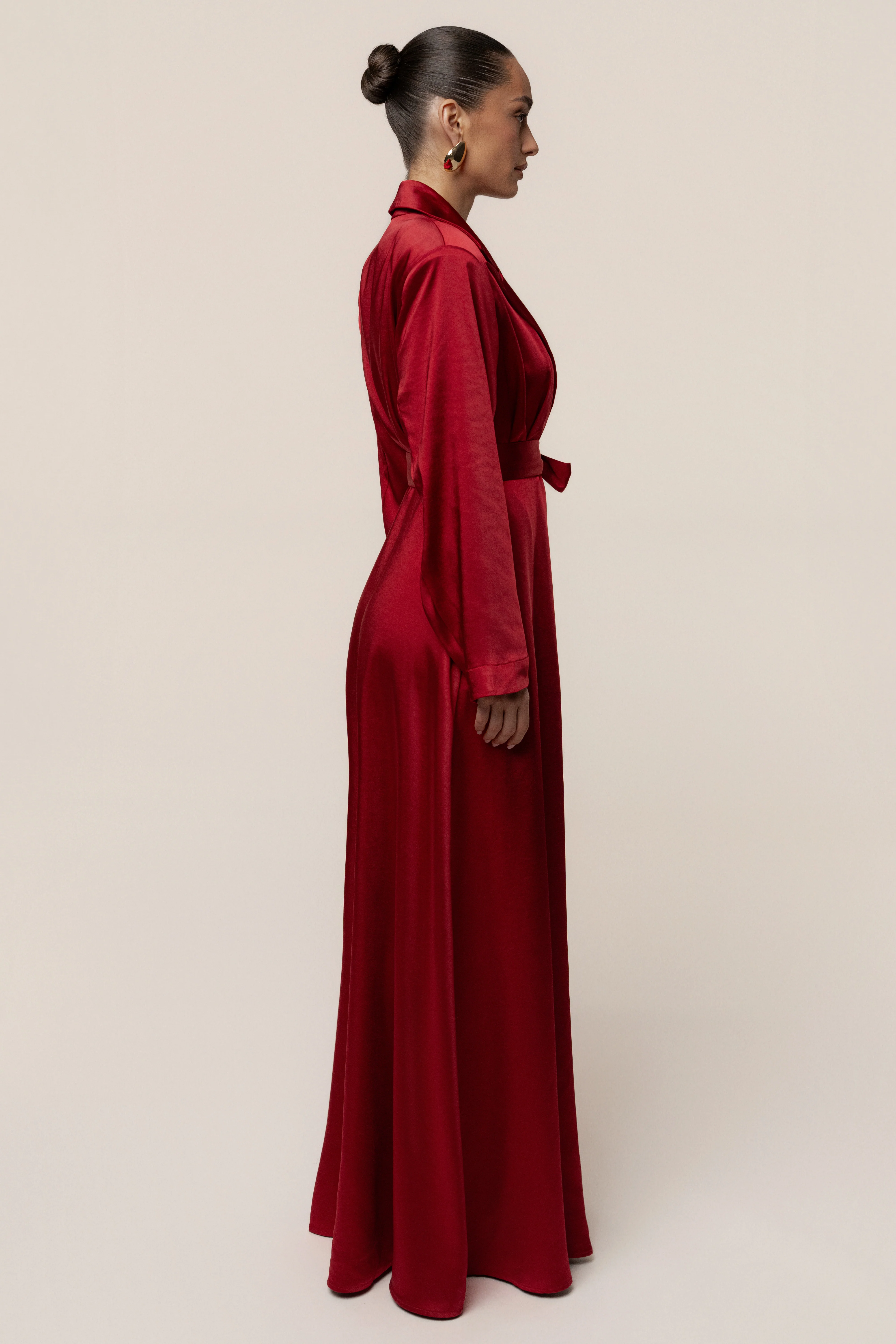 Burgundy Satin Embrace Maxi Dress - Image 17