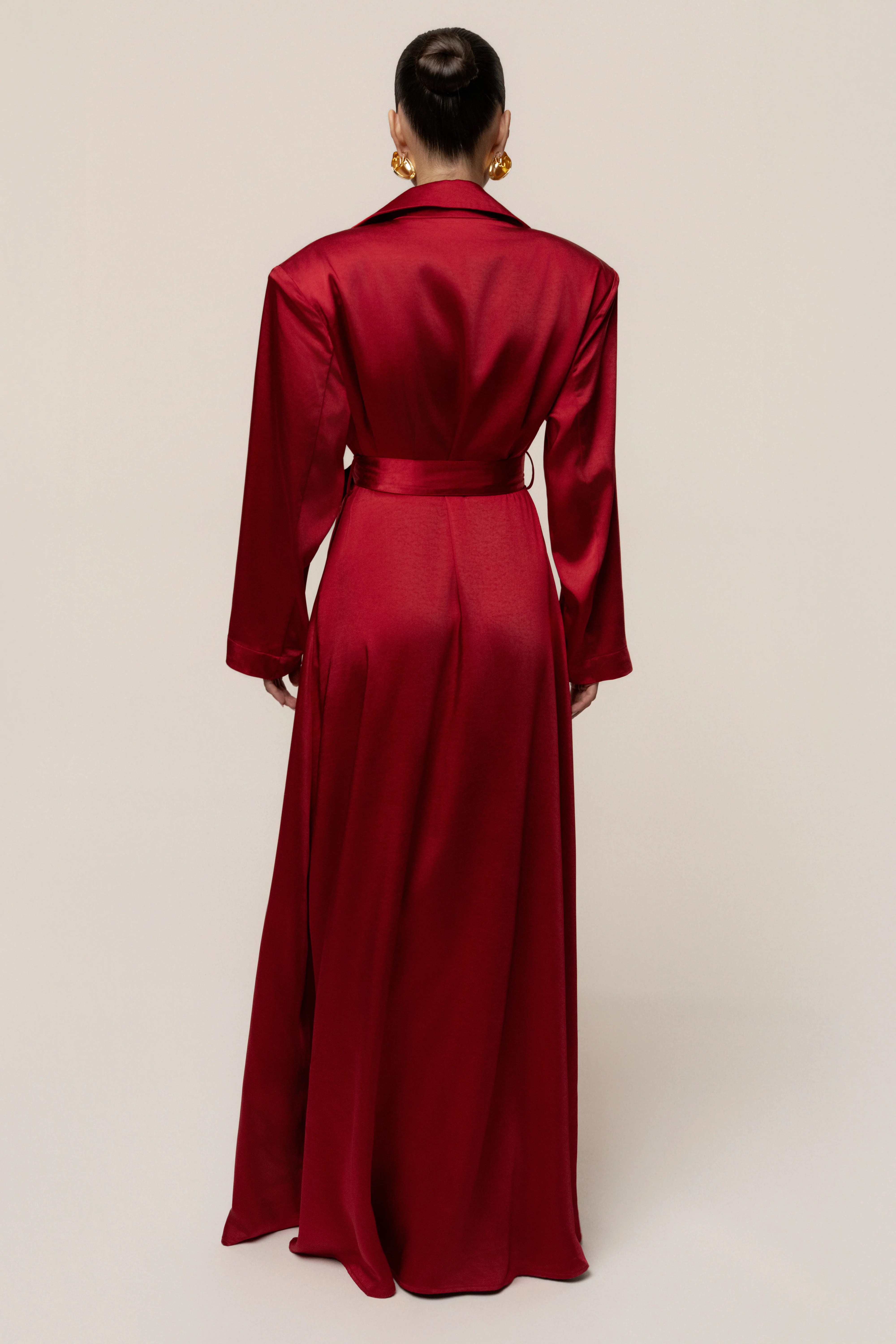 Burgundy Satin Embrace Maxi Dress - Image 18