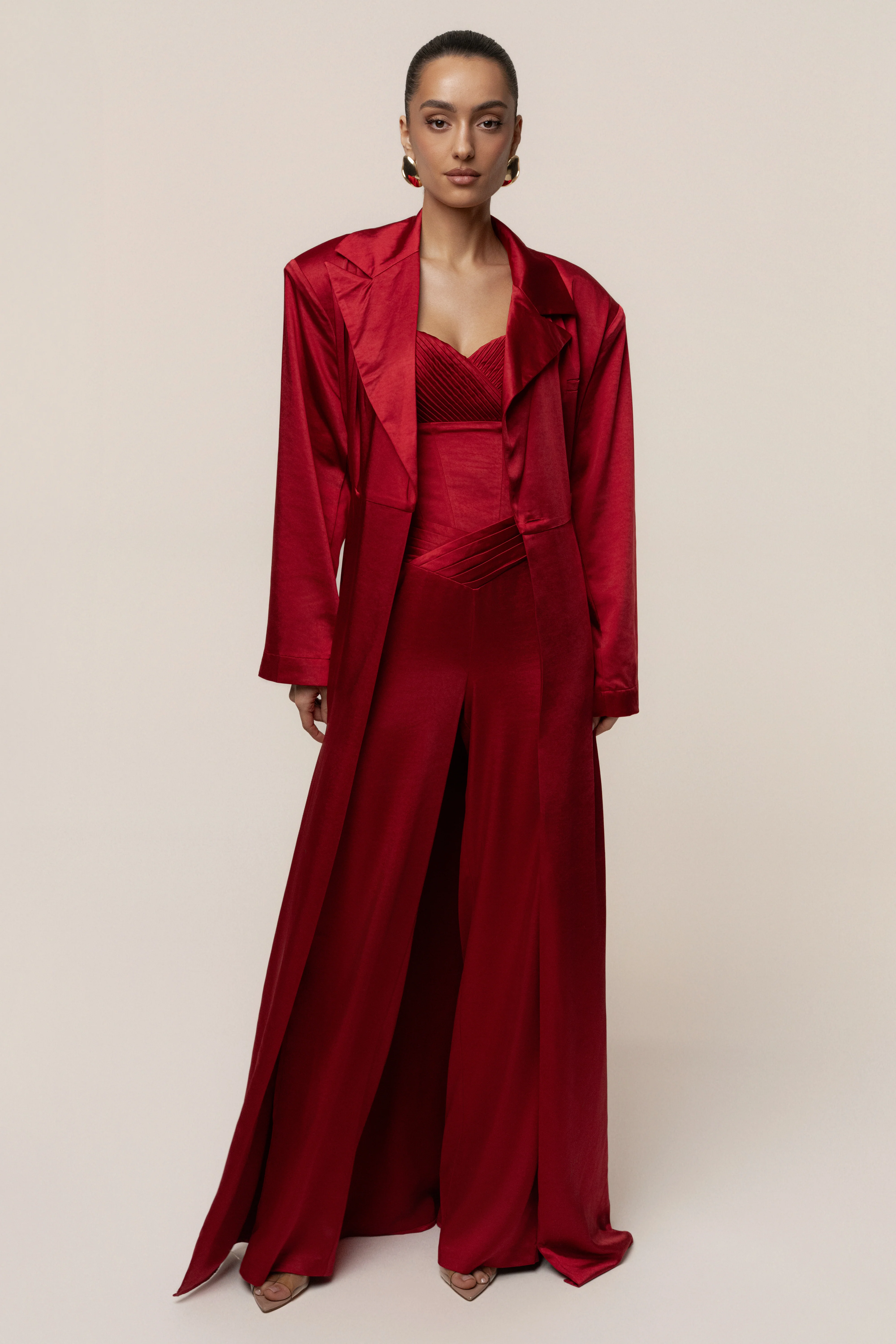 Burgundy Satin Embrace Maxi Dress - Image 4