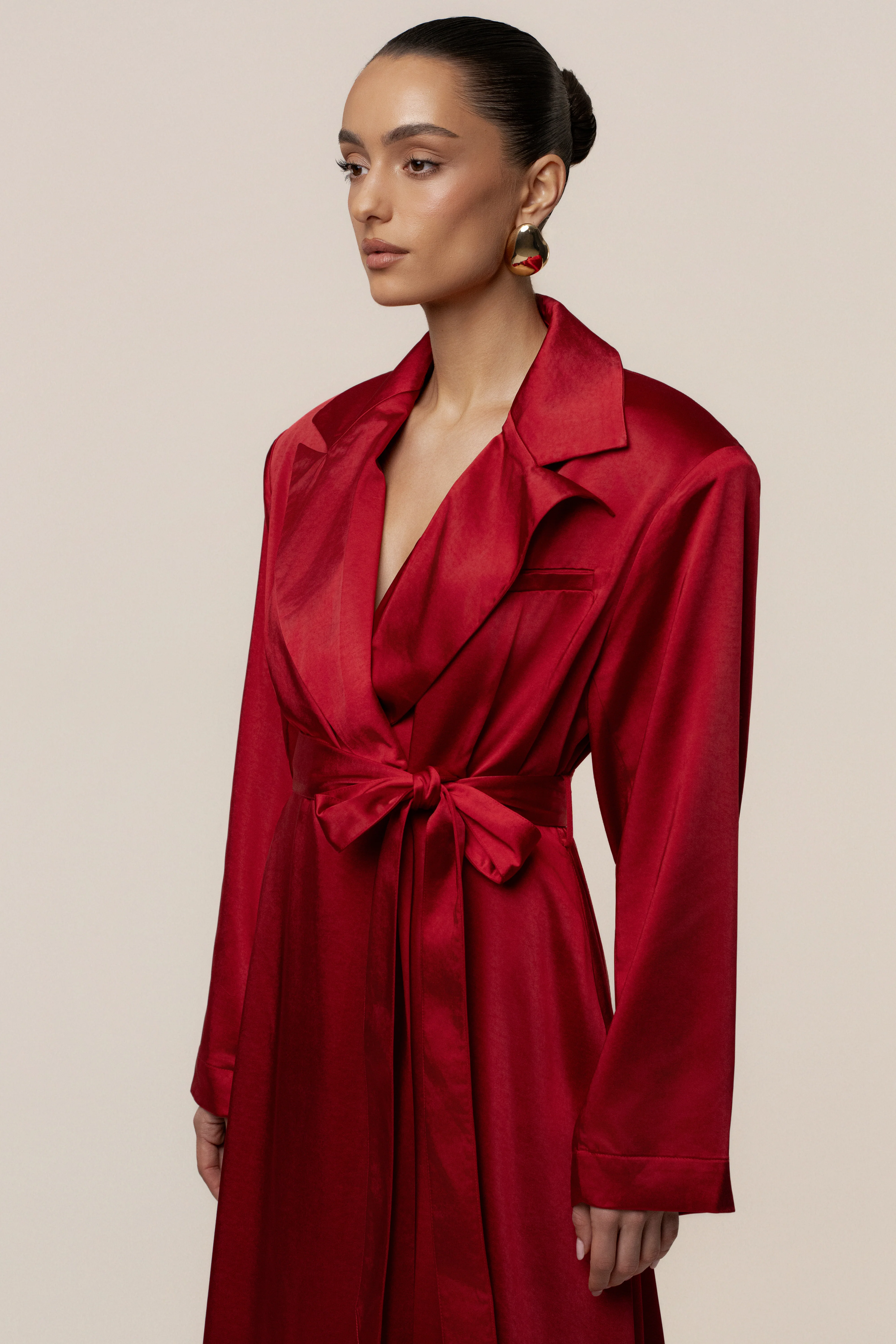 Burgundy Satin Embrace Maxi Dress - Image 5