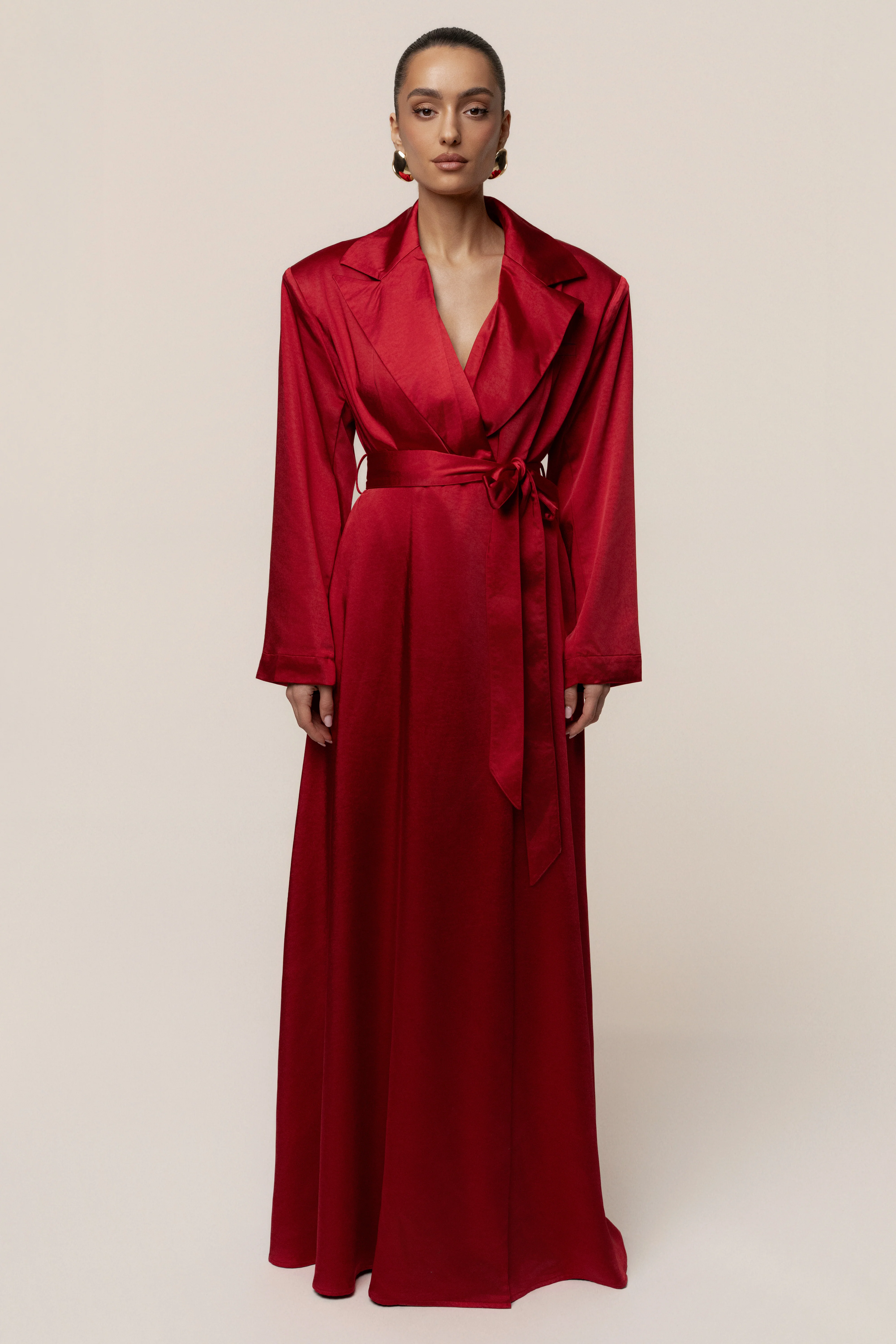 Burgundy Satin Embrace Maxi Dress - Image 6