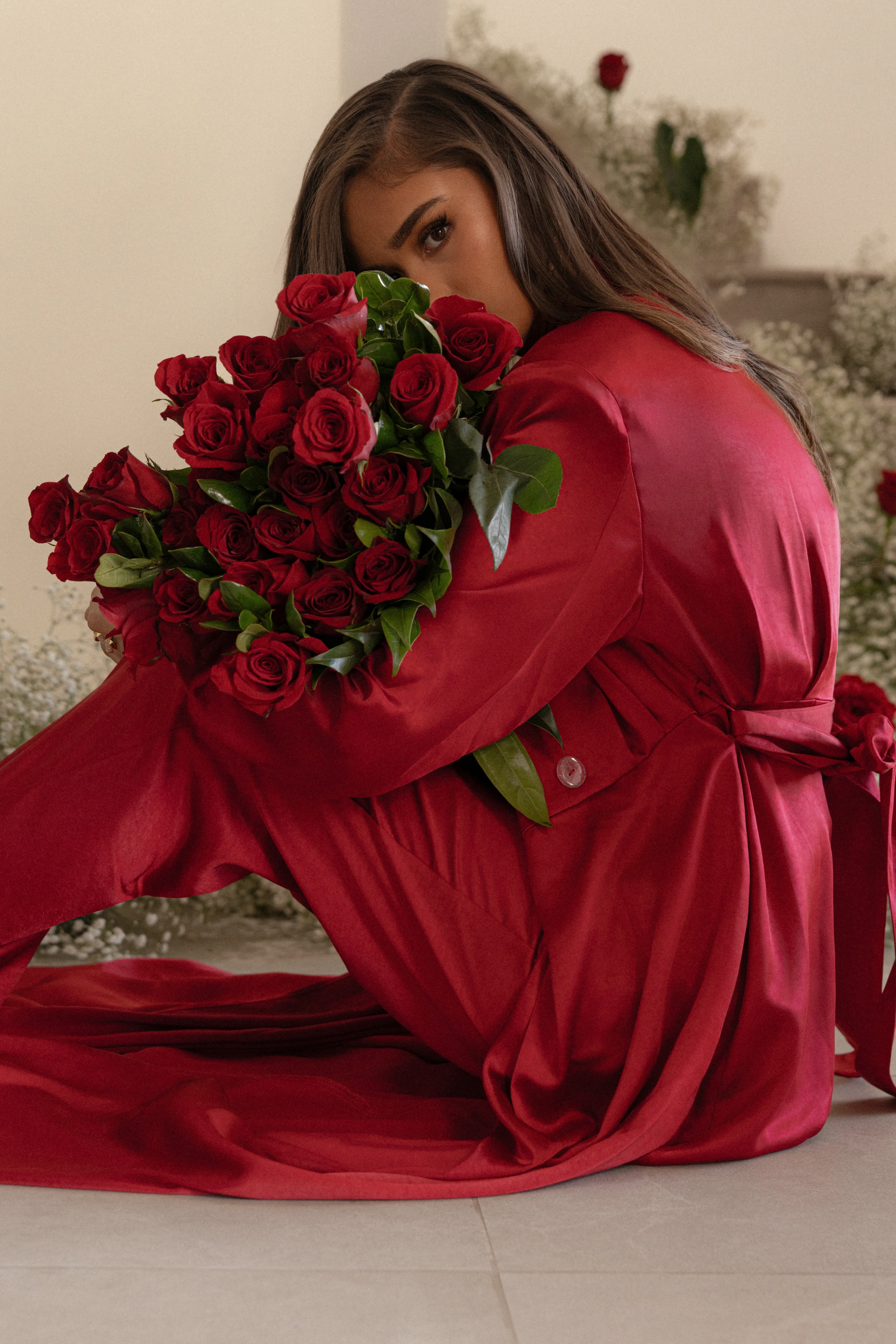 Burgundy Satin Embrace Maxi Dress - Image 7