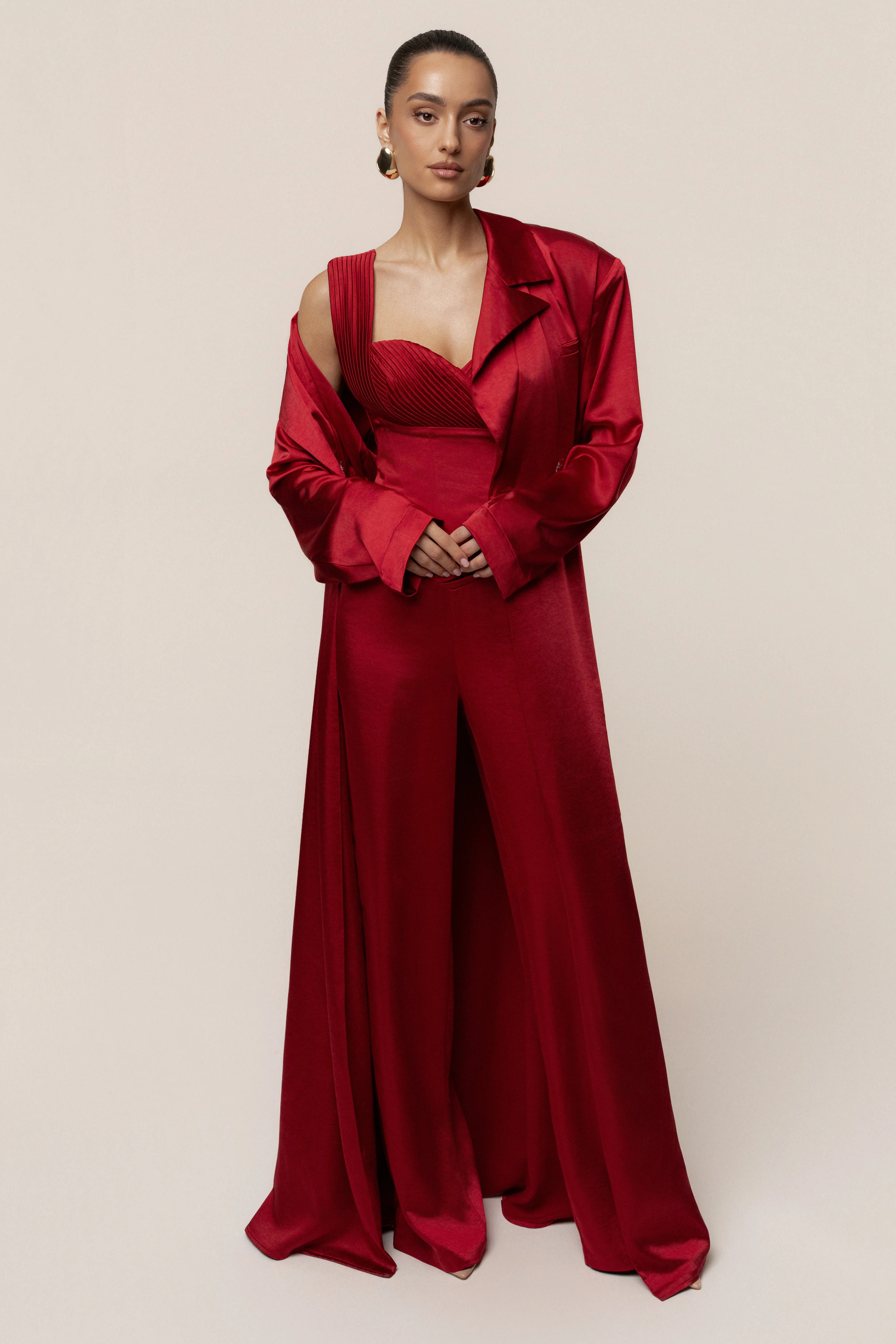 Burgundy Satin Embrace Maxi Dress - Image 8