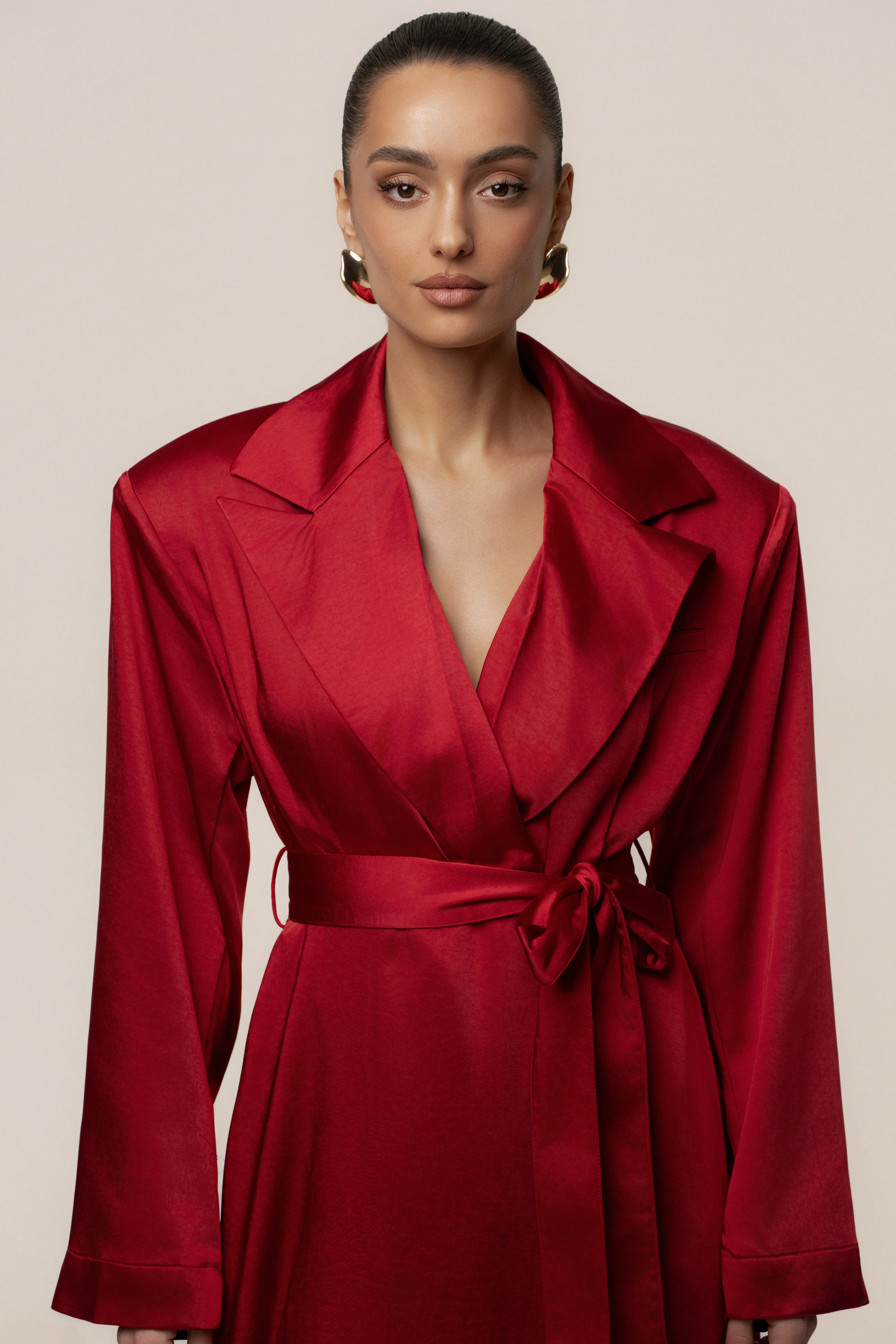 Burgundy Satin Embrace Maxi Dress - Image 9