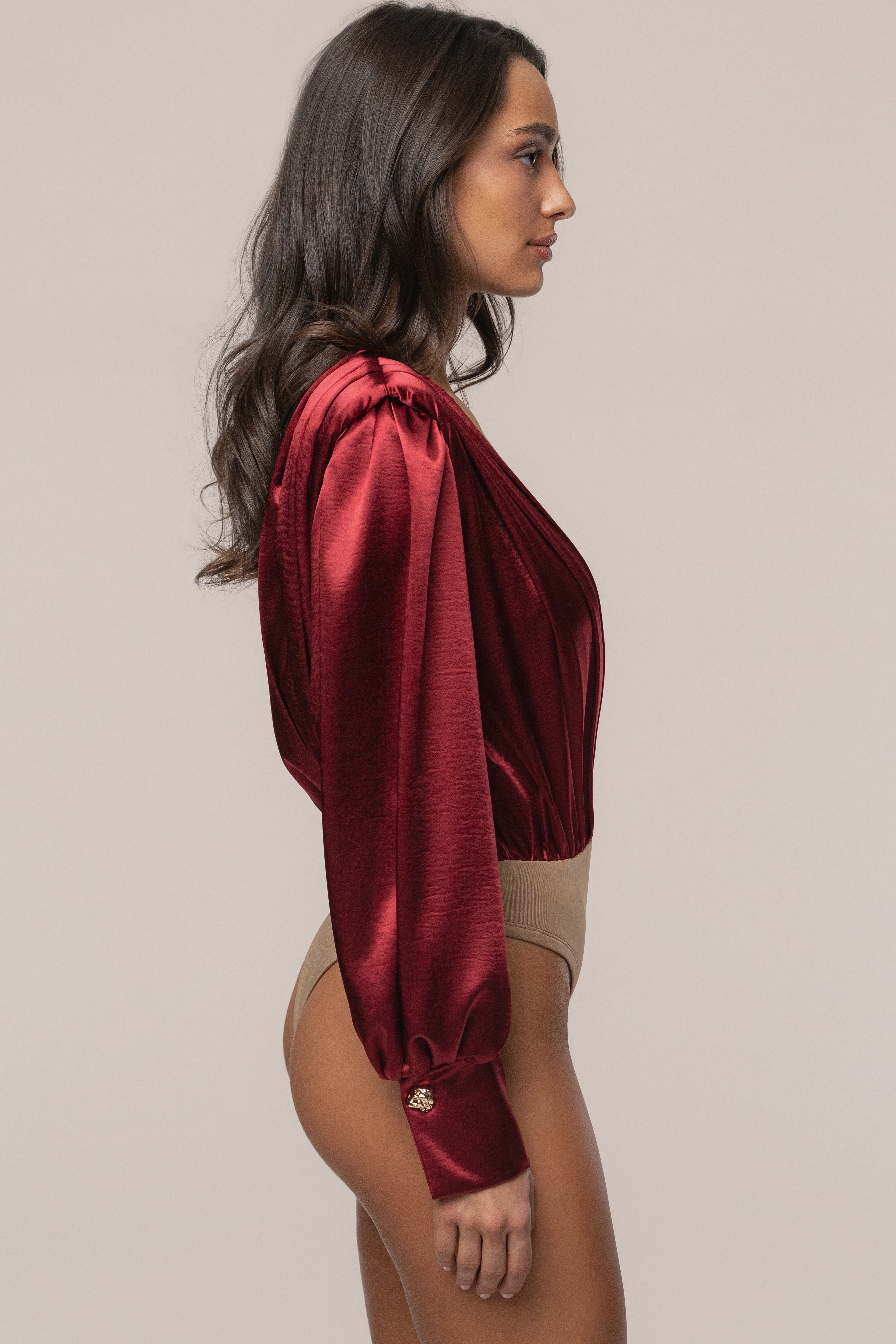 Burgundy Satin Radiance Bodysuit - Image 10