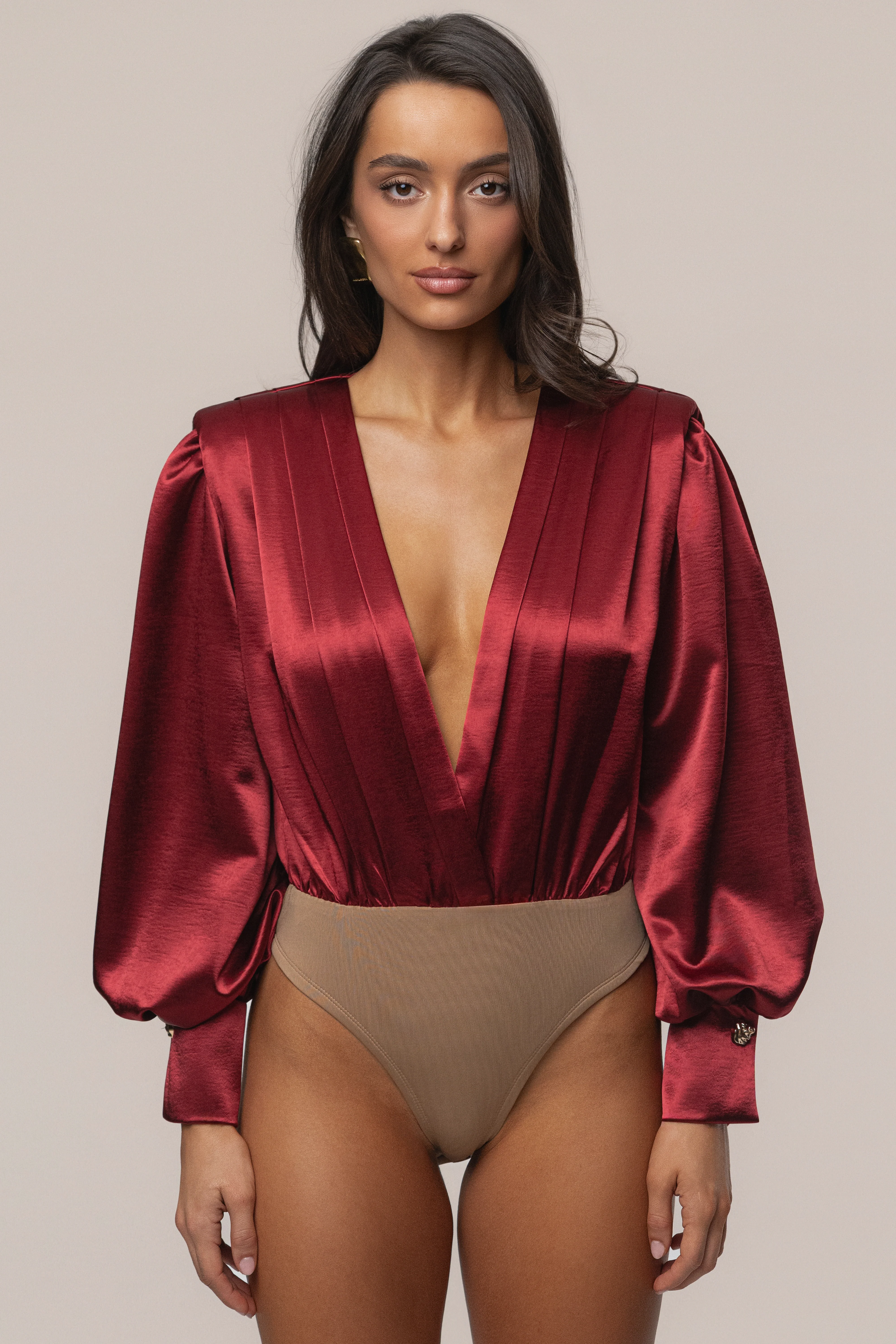 Burgundy Satin Radiance Bodysuit - Image 4