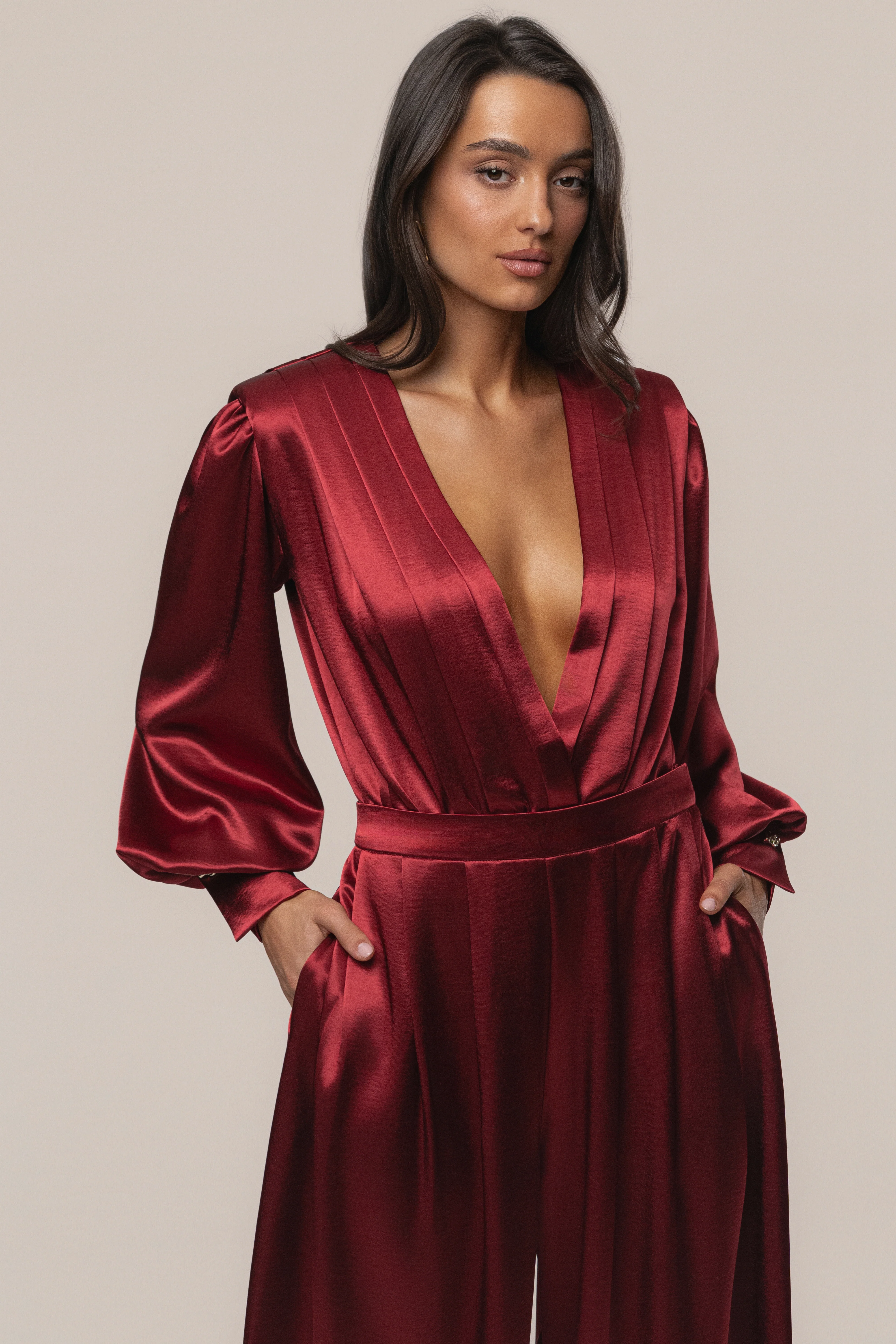 Burgundy Satin Radiance Bodysuit - Image 6