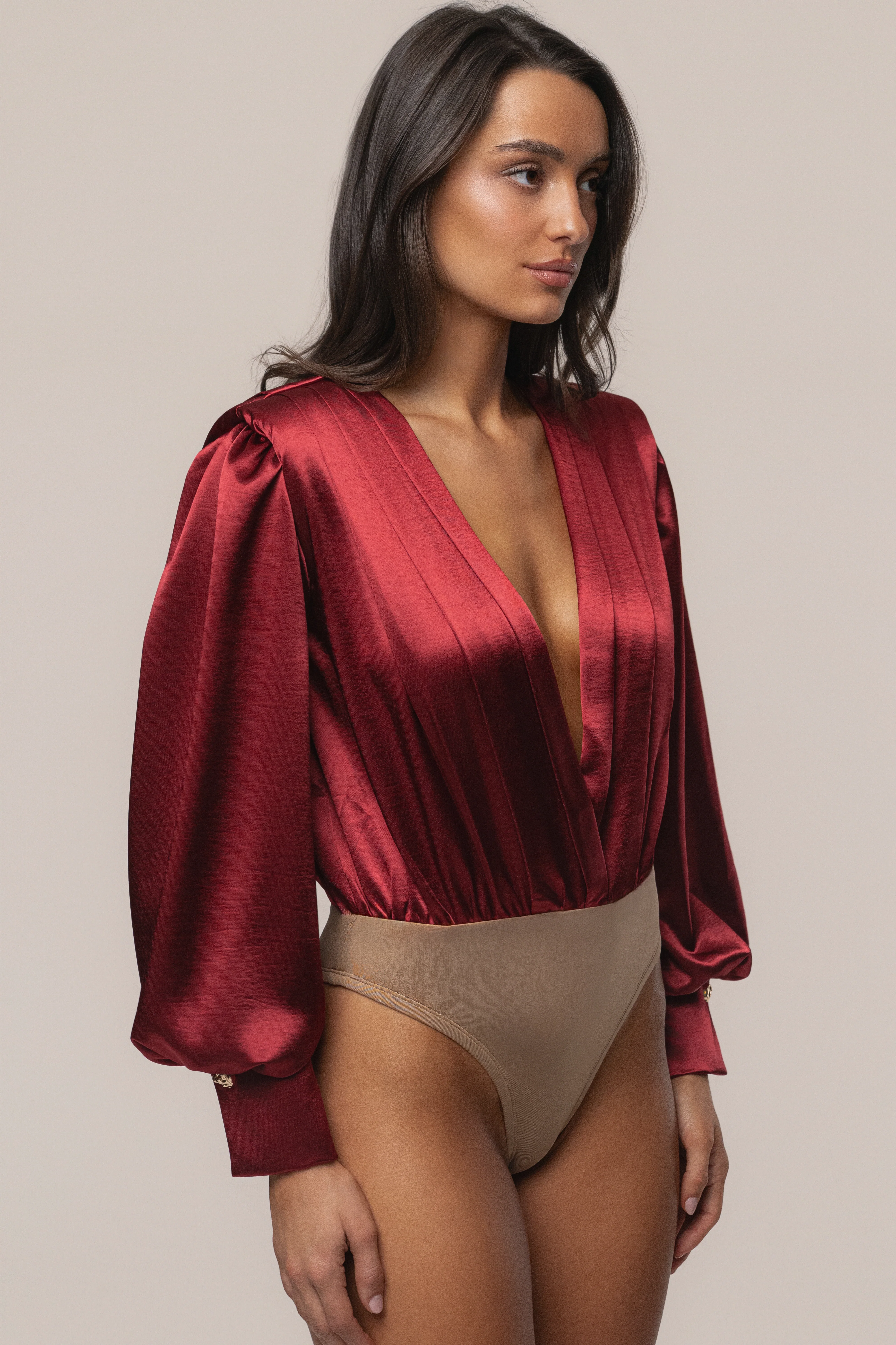 Burgundy Satin Radiance Bodysuit - Image 7