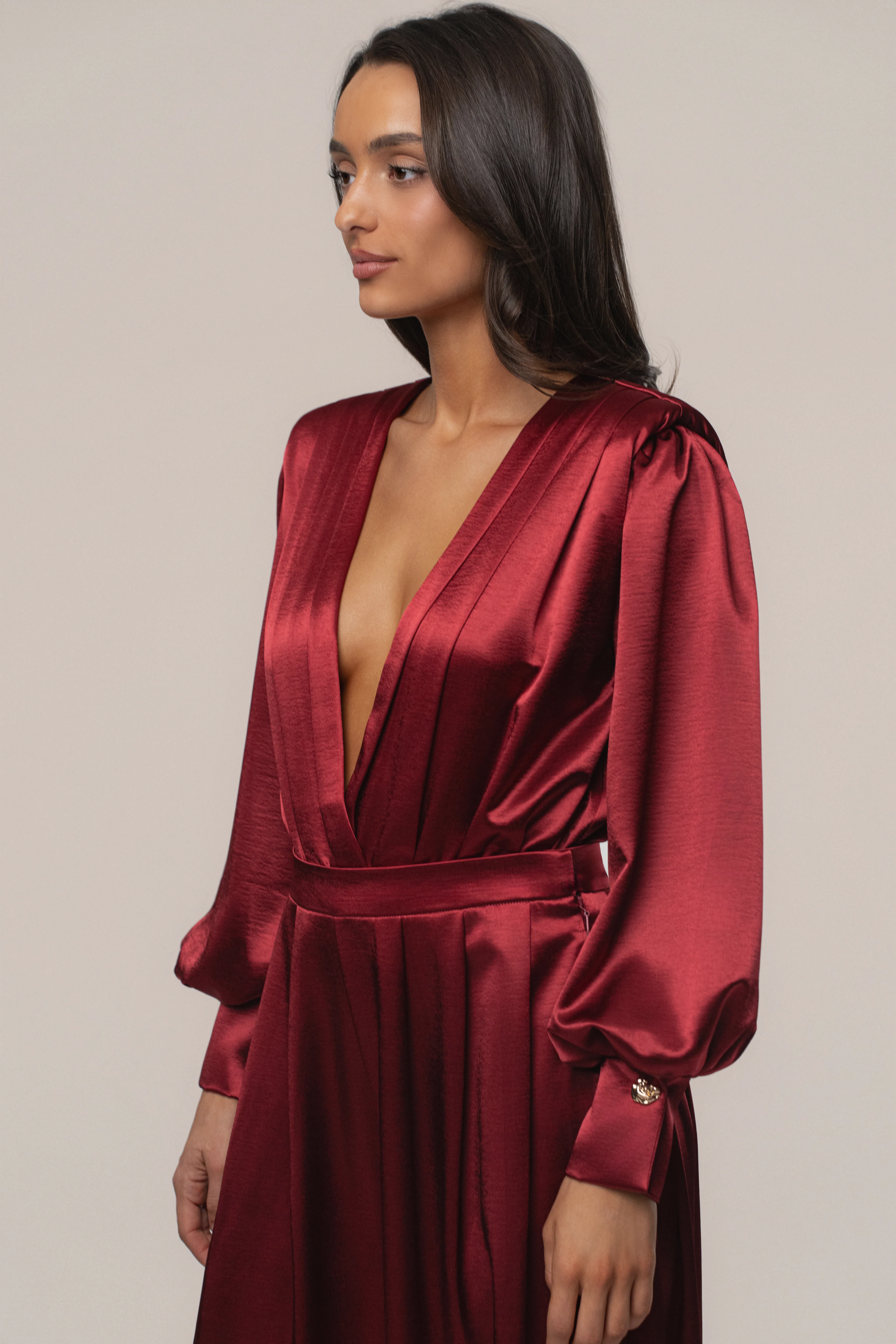 Burgundy Satin Radiance Bodysuit - Image 9