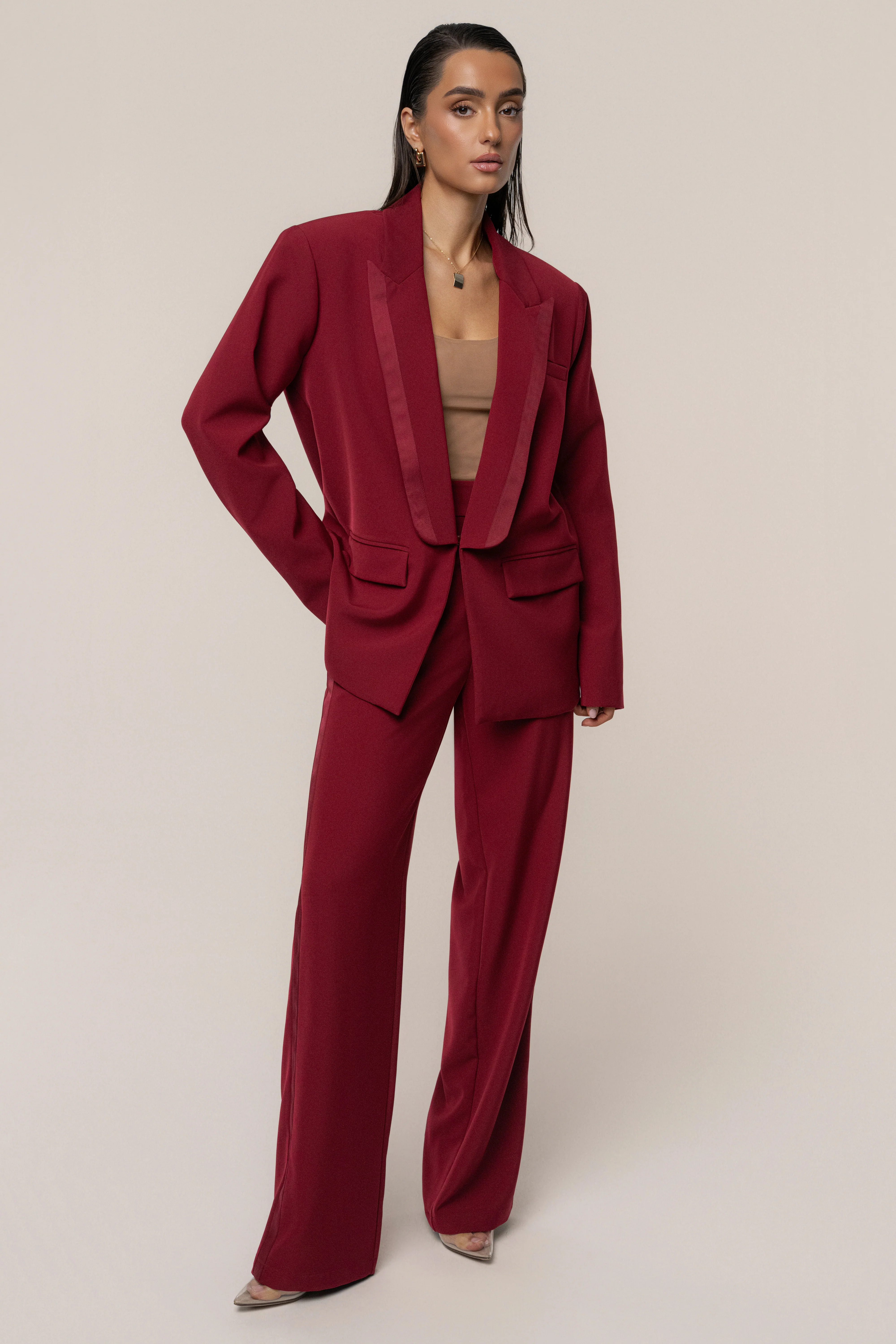 Burgundy Suite Life Woven Blazer - Image 3