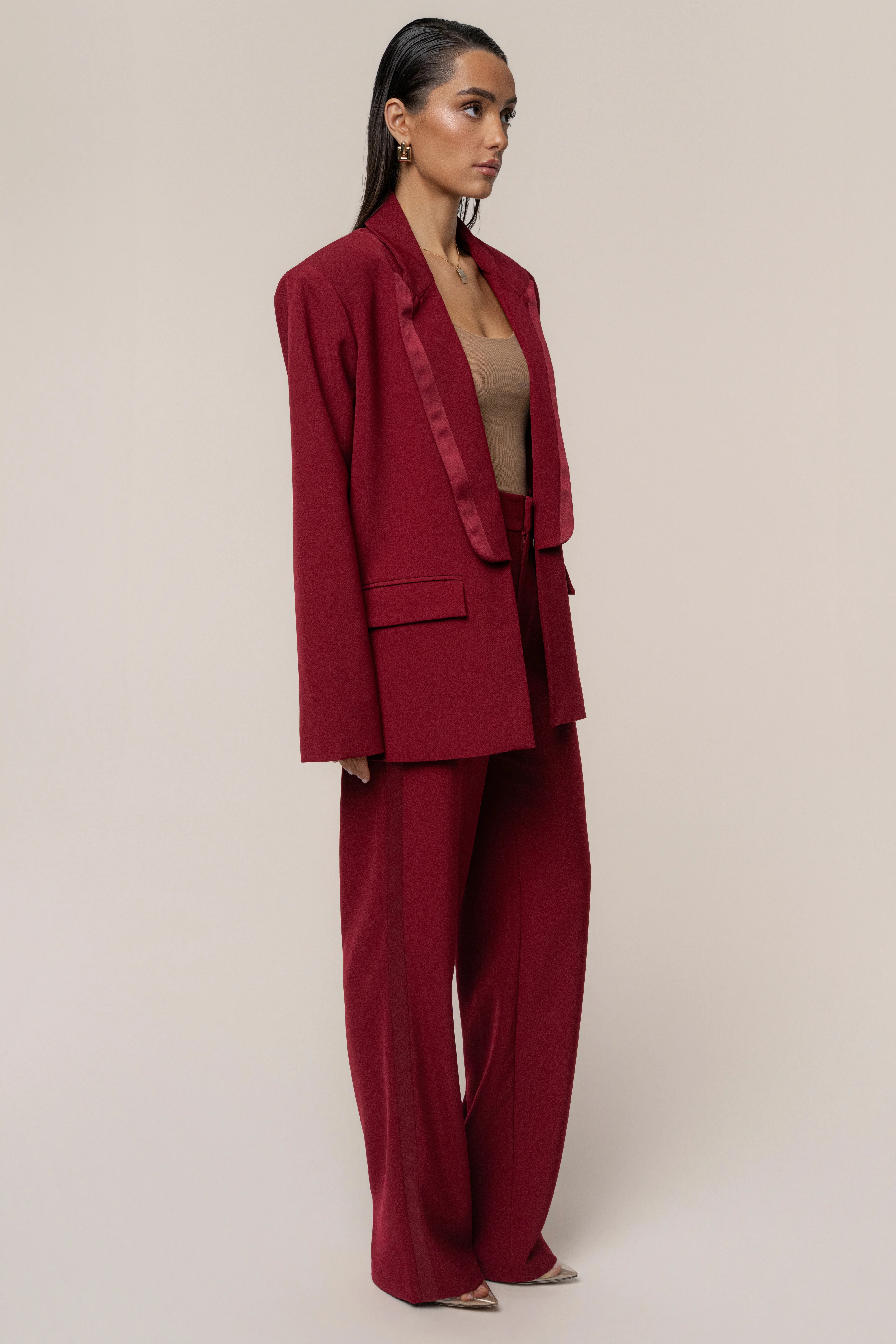 Burgundy Suite Life Woven Blazer - Image 6