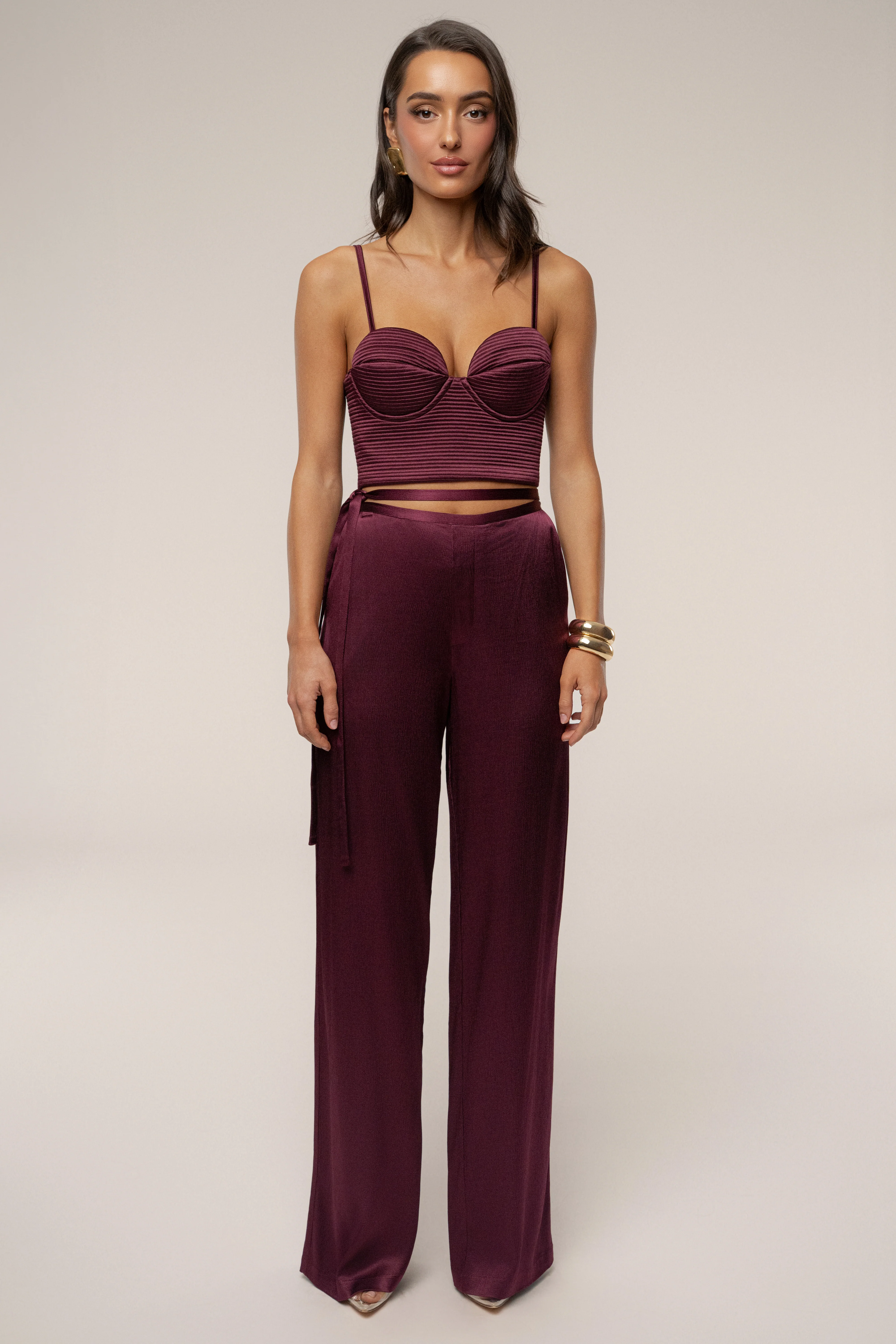 Burgundy Thalia Textured Bustier - Image 2