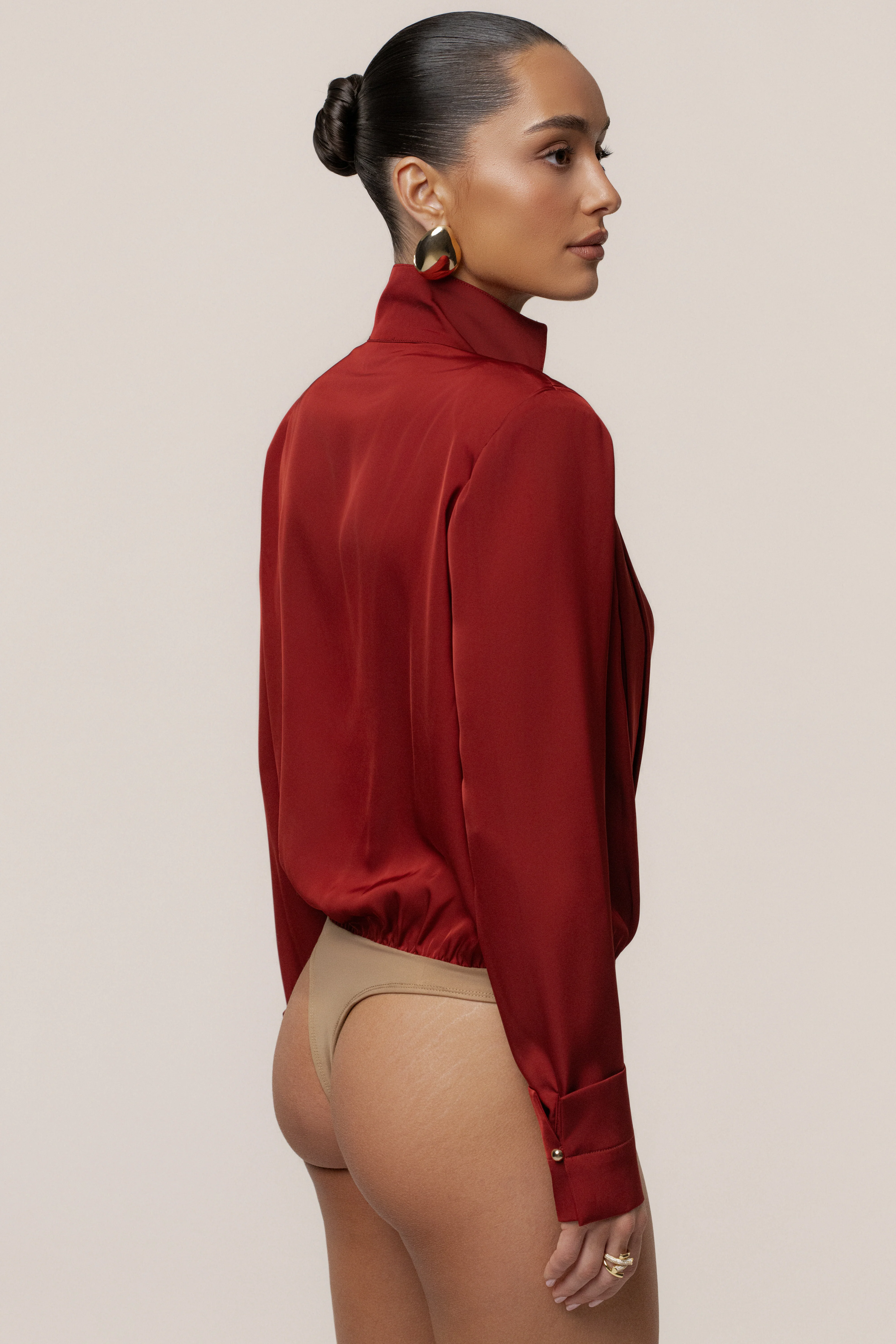 Burgundy Visionary Pleated Bodysuit - Image 11