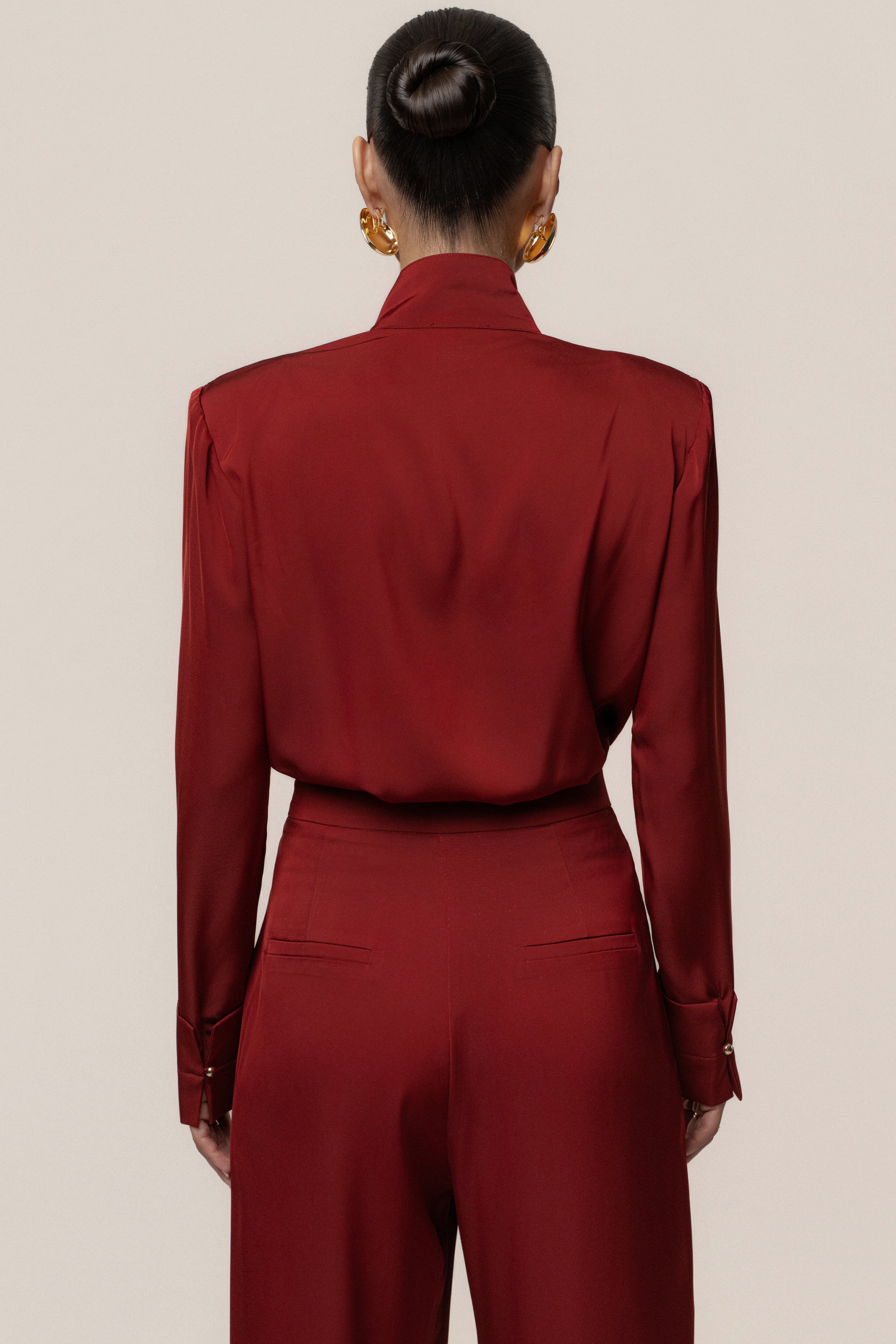 Burgundy Visionary Pleated Bodysuit - Image 14