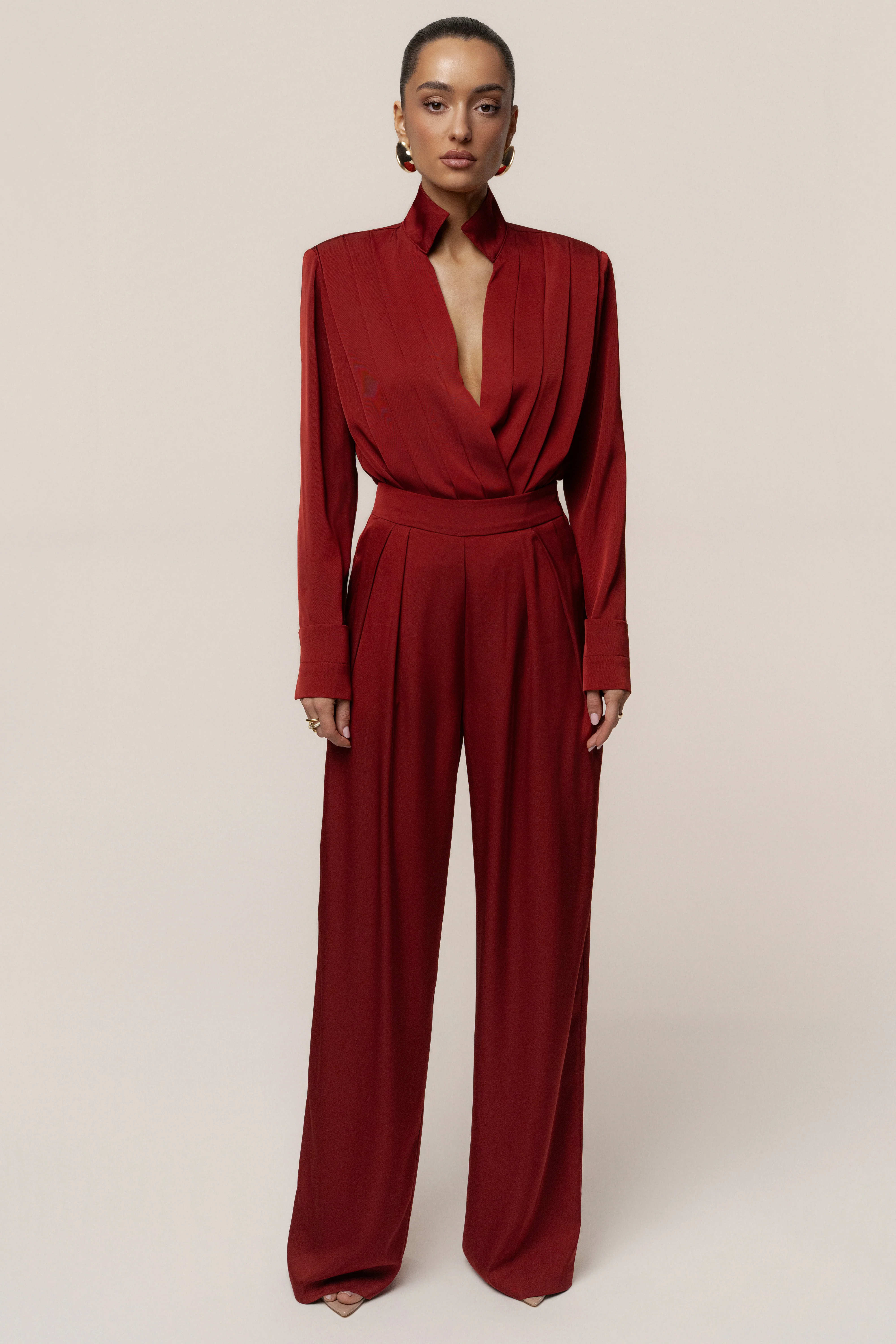 Burgundy Visionary Pleated Bodysuit - Image 3