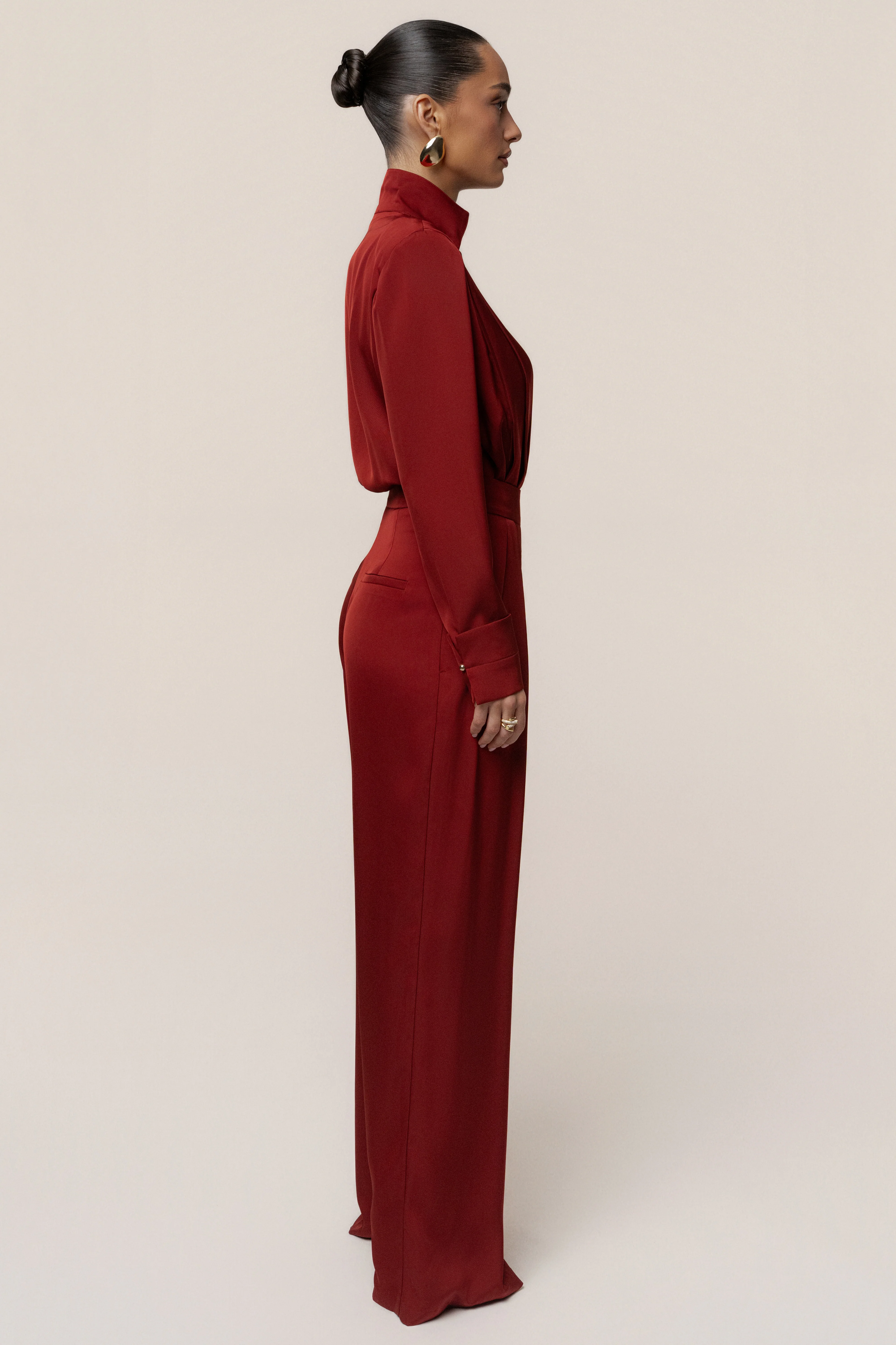 Burgundy Visionary Pleated Bodysuit - Image 9