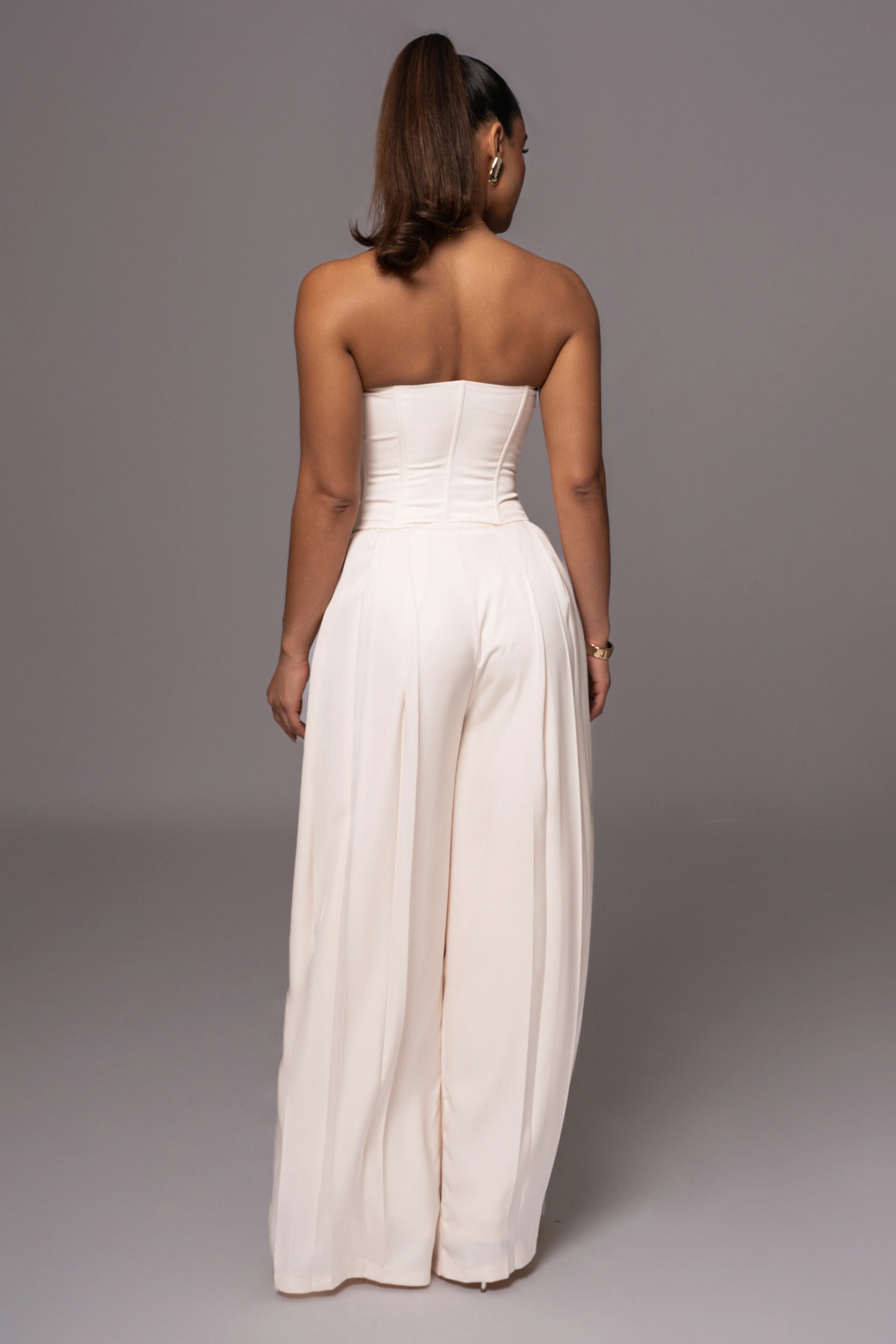 Buttercream Clara Wide Leg Pleated Trousers - Image 11
