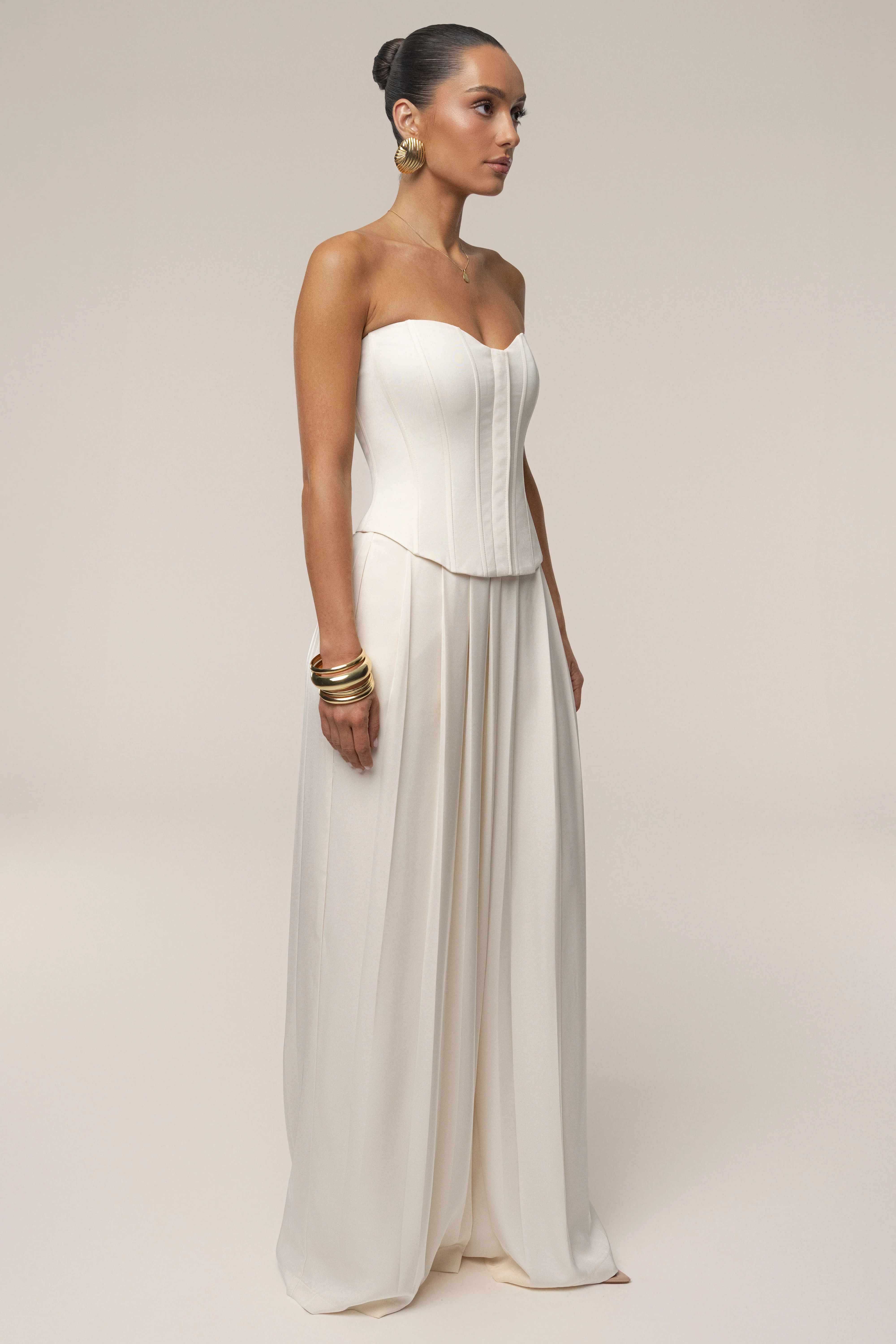 Buttercream Clara Wide Leg Pleated Trousers - Image 8