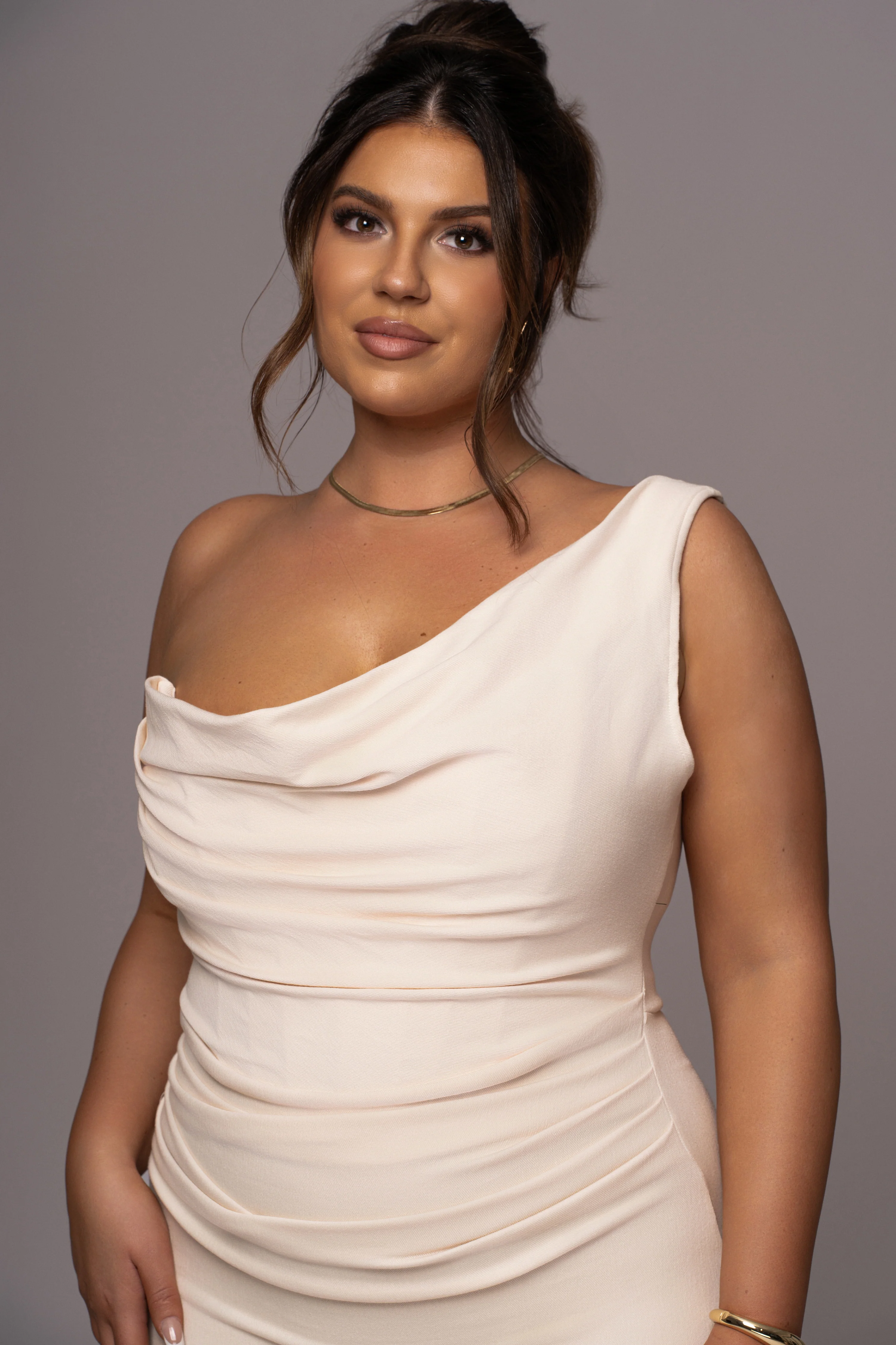 Buttercream Denim Krishna One Shoulder Maxi Dress - Image 11