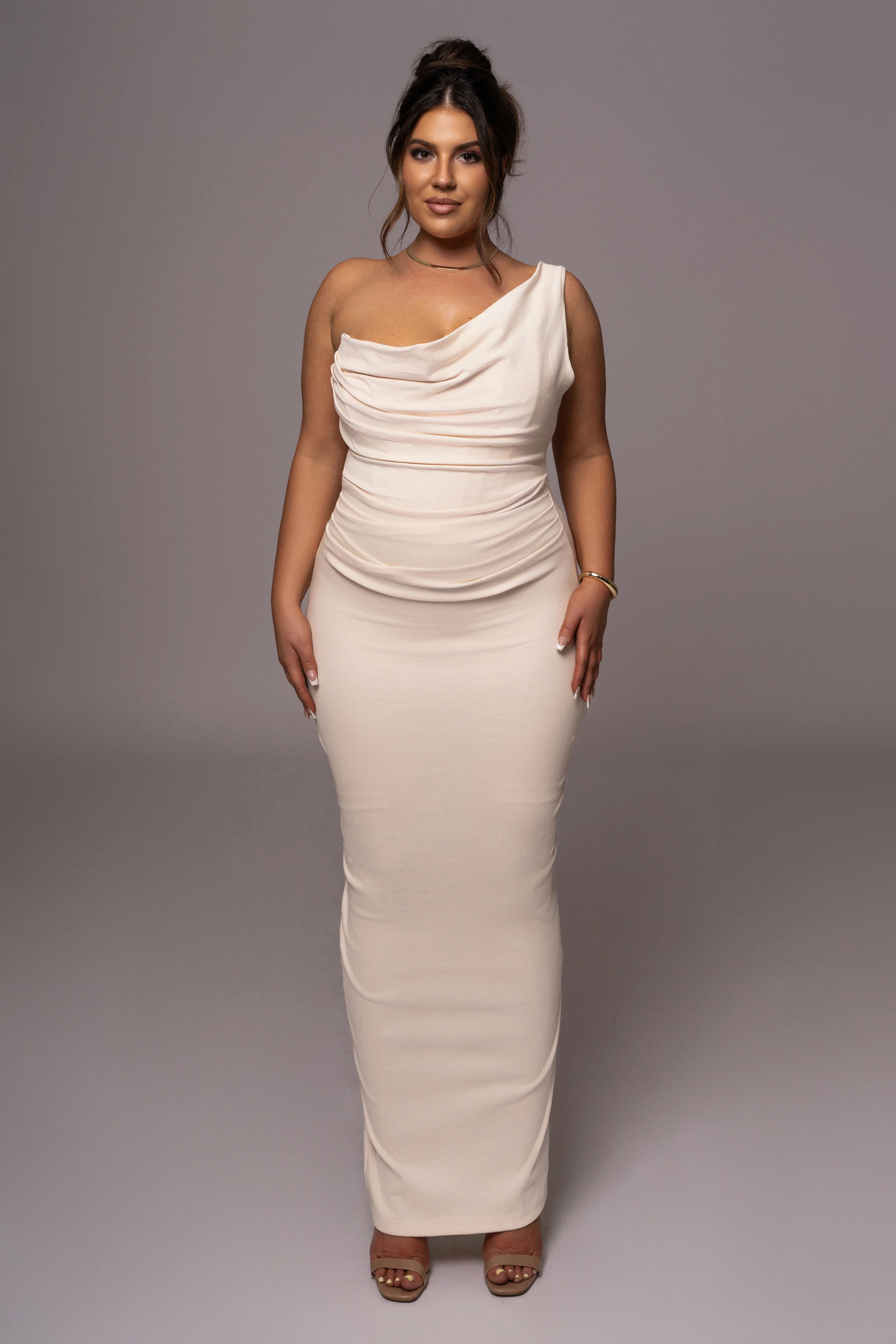 Buttercream Denim Krishna One Shoulder Maxi Dress - Image 5