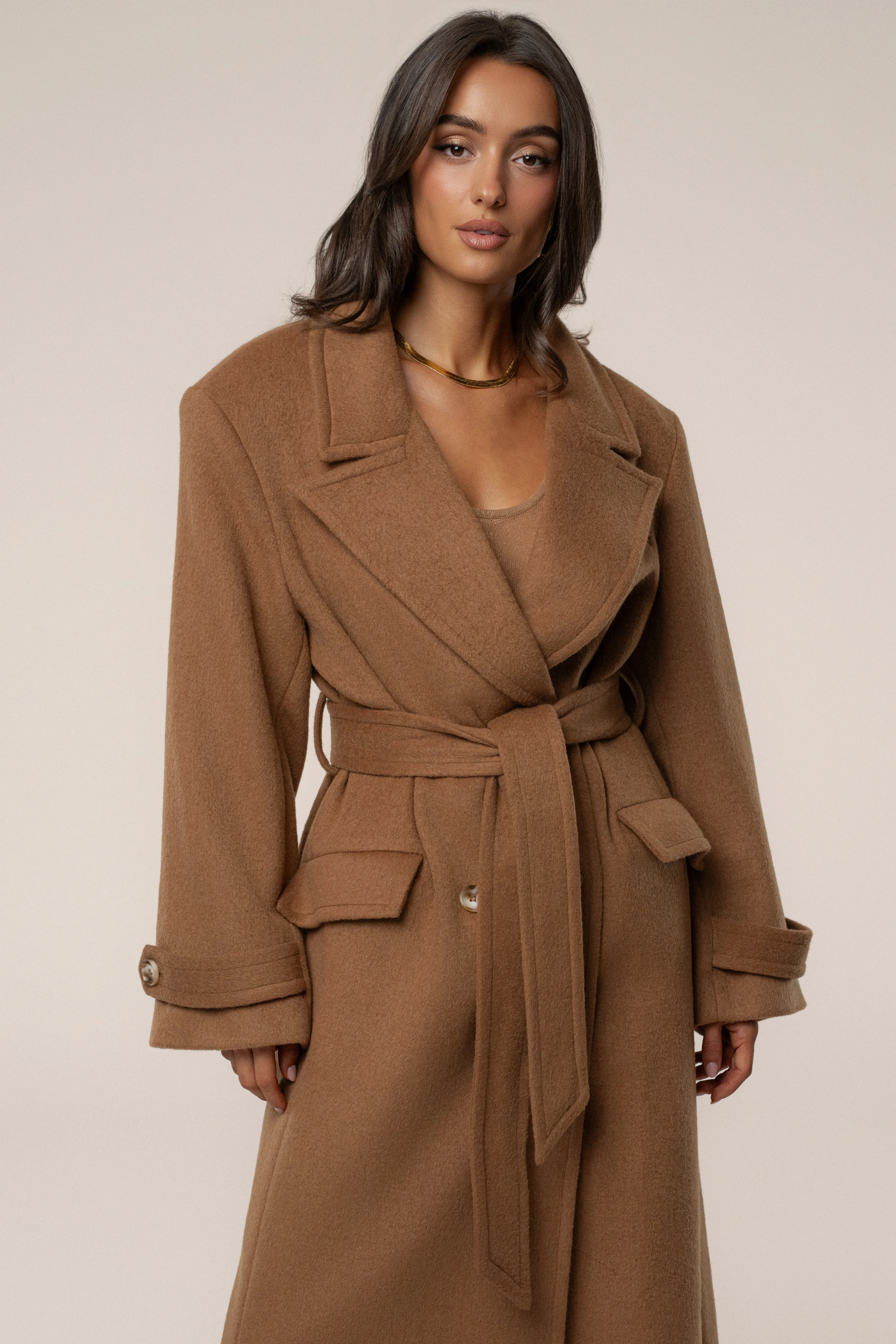 Camel Empire Longline Coat - Image 3