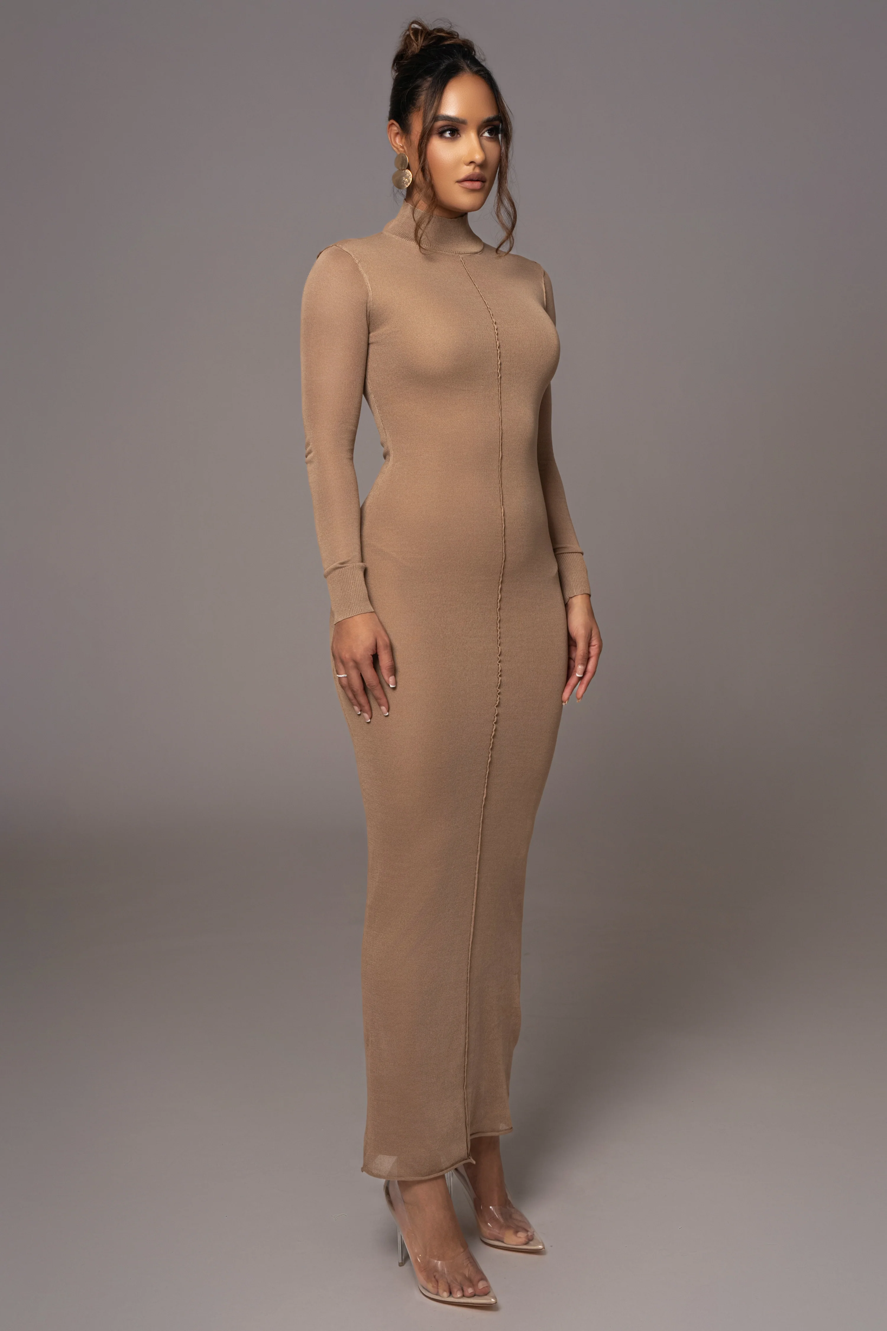 Camel Fame Mock Neck Maxi Dress - Image 4