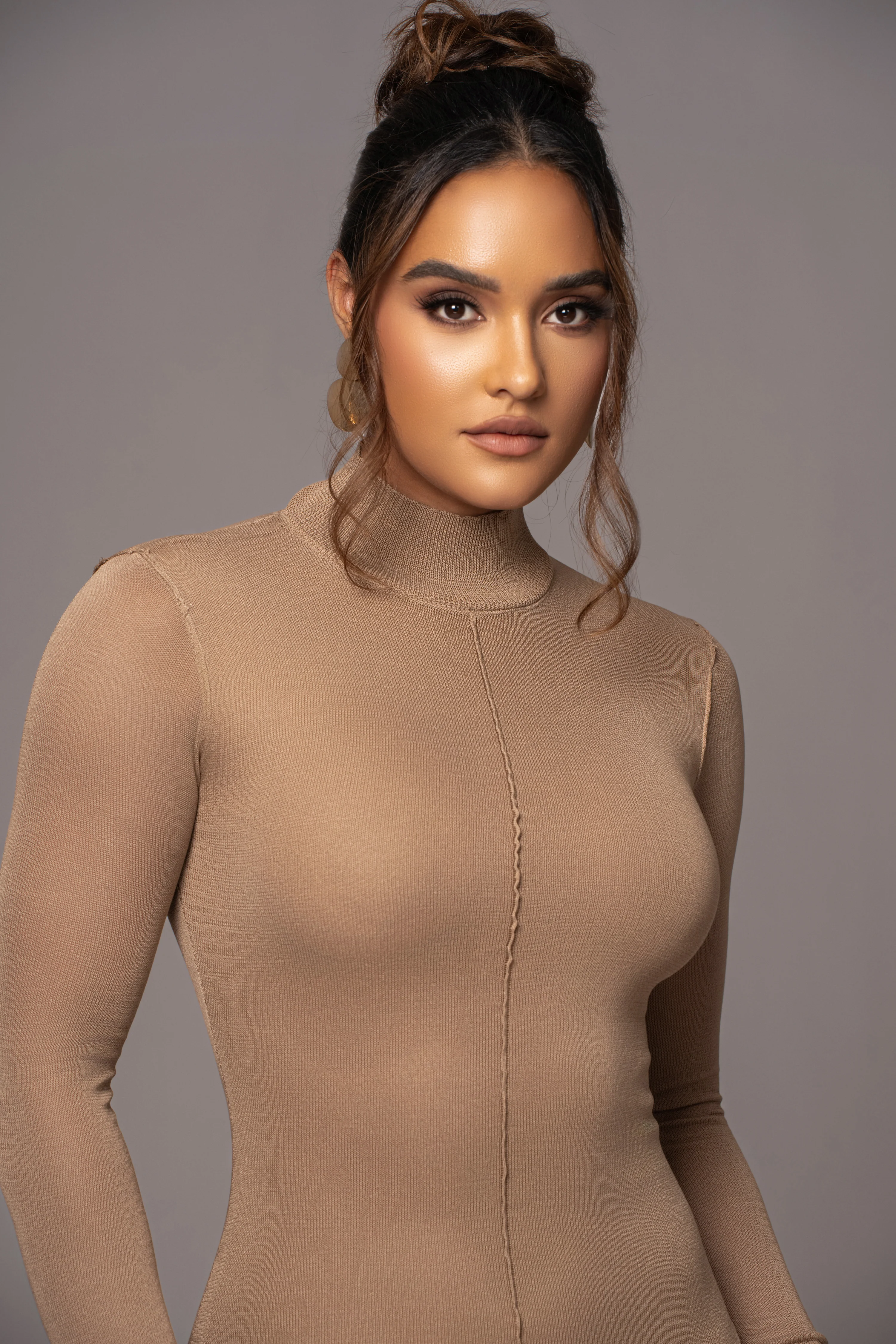 Camel Fame Mock Neck Maxi Dress - Image 5