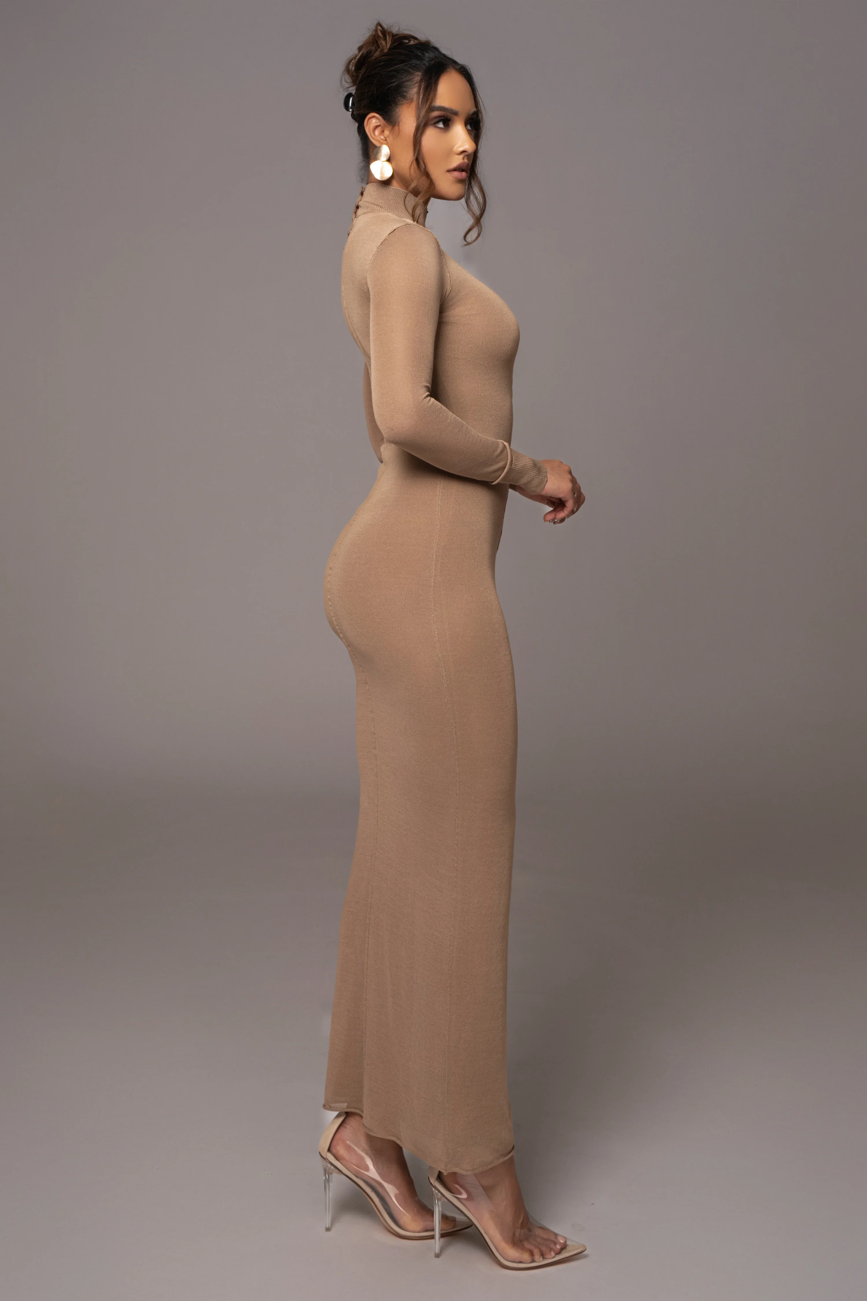 Camel Fame Mock Neck Maxi Dress - Image 8