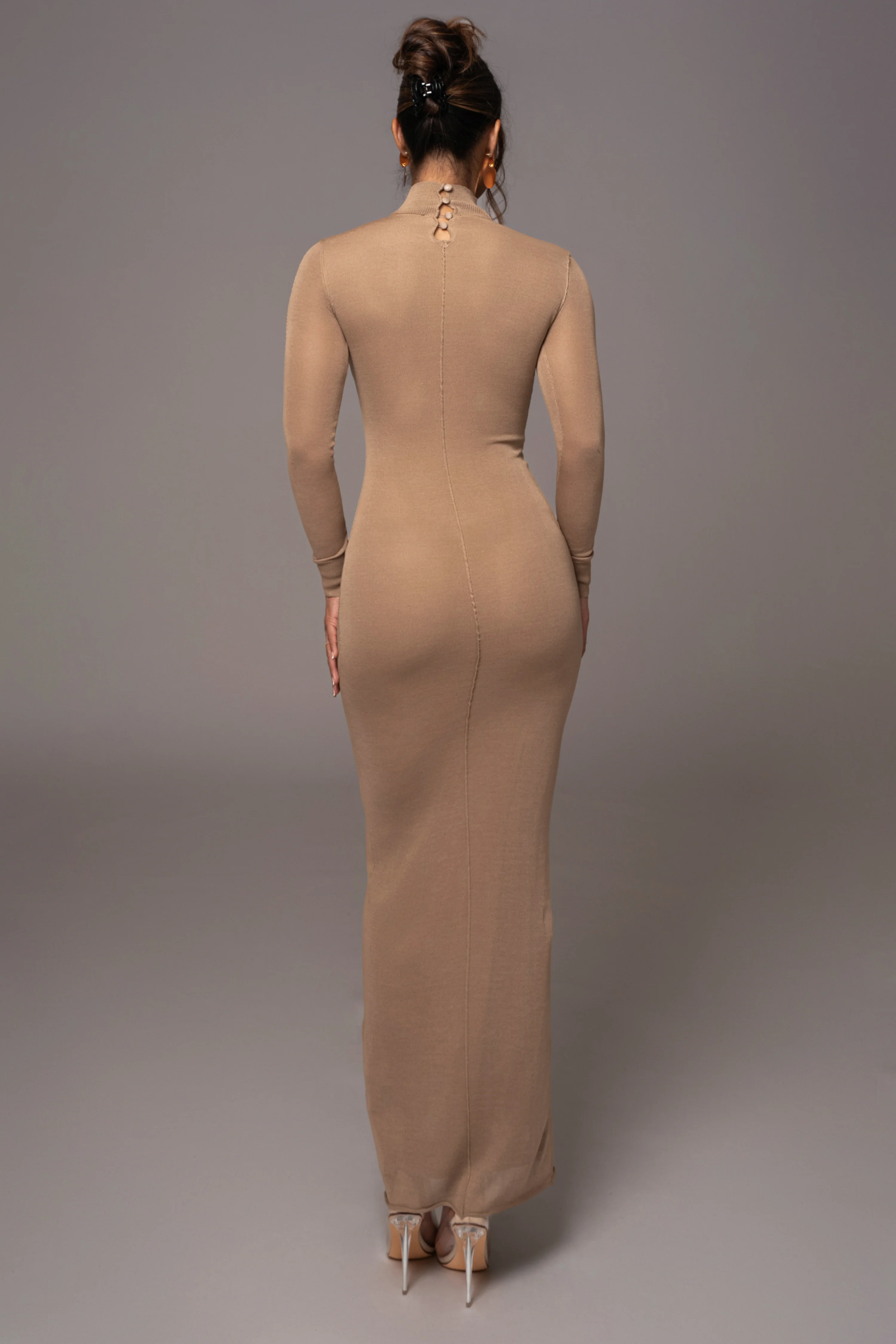 Camel Fame Mock Neck Maxi Dress - Image 9