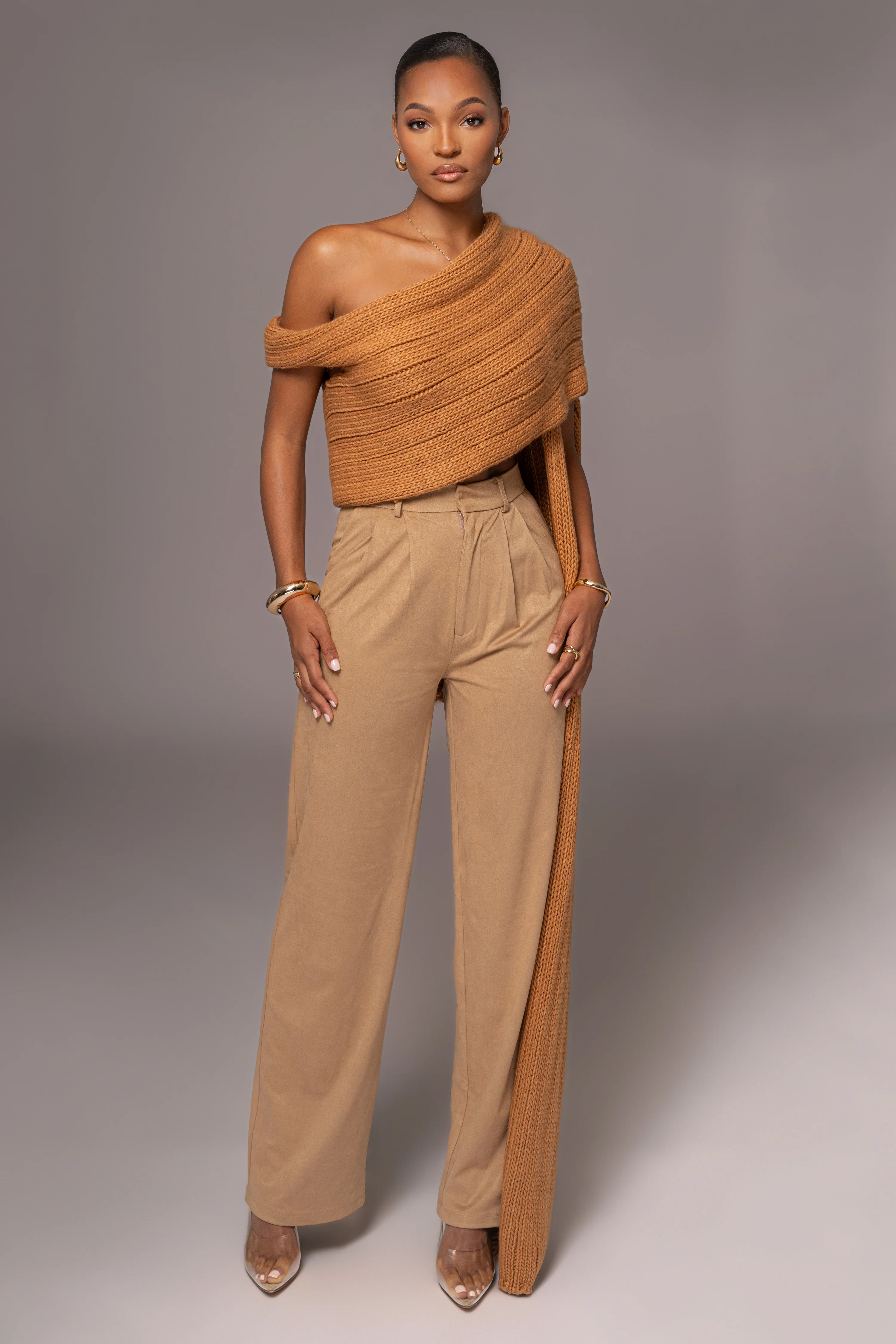 Camel Soft Life Cable Knit Sweater Top - Image 11